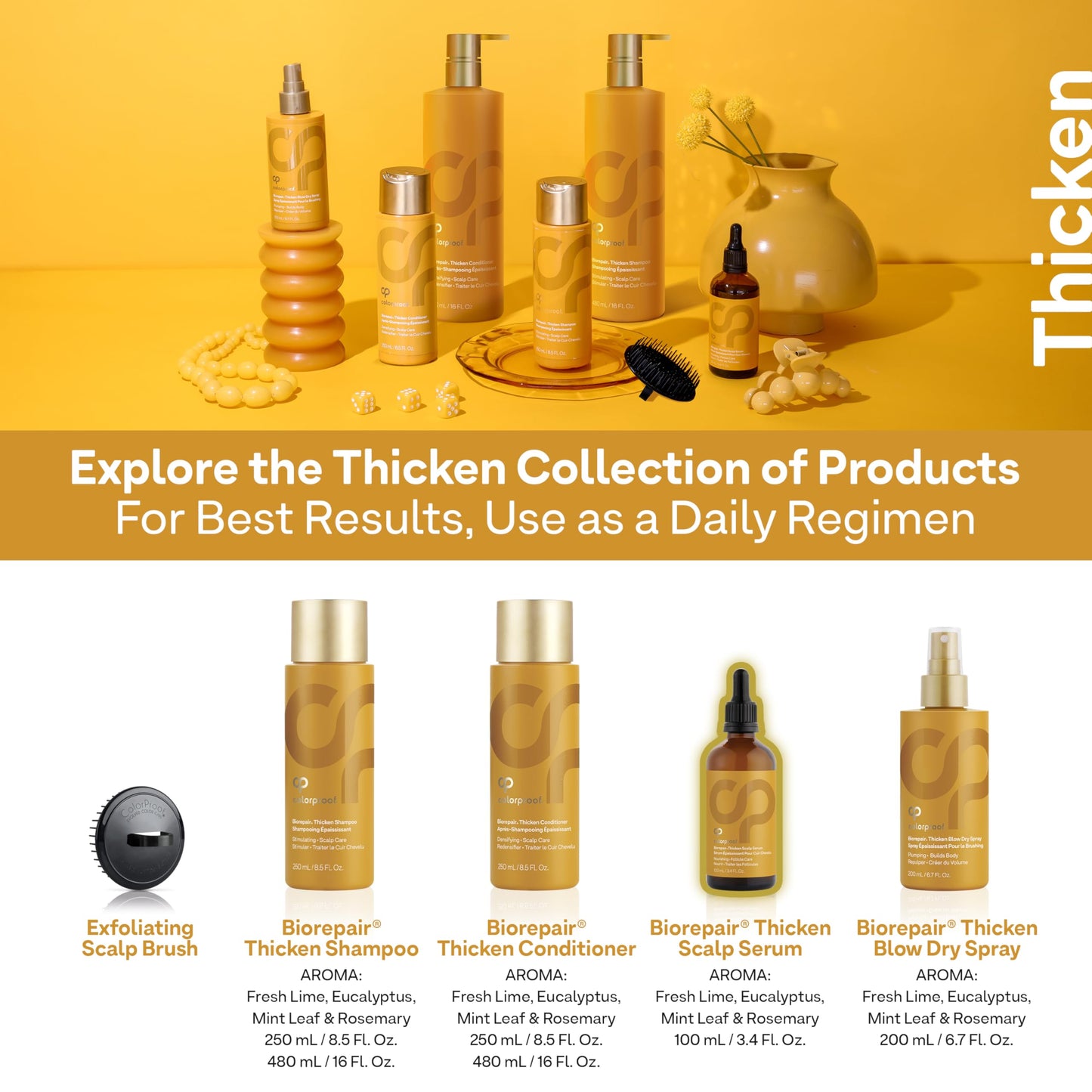 Colorproof Biorepair Thicken Scalp and Follicle Care Serum 3.4 Fl. Oz. w/Fresh Lime, Eucalyptus, Mint Leaf & Rosemary Scent, Color-Protection and Fuller-Looking Hair