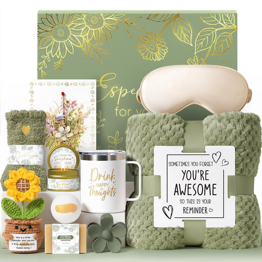 Birthday Gifts for Women Self Care Get Well Soon Gift Baskets, Spa Care Package Thinking of You Gift Set, Sympathy Inspirational Christmas Sunflower Gifts for Women Her Mom Friend Sister Wife Teacher