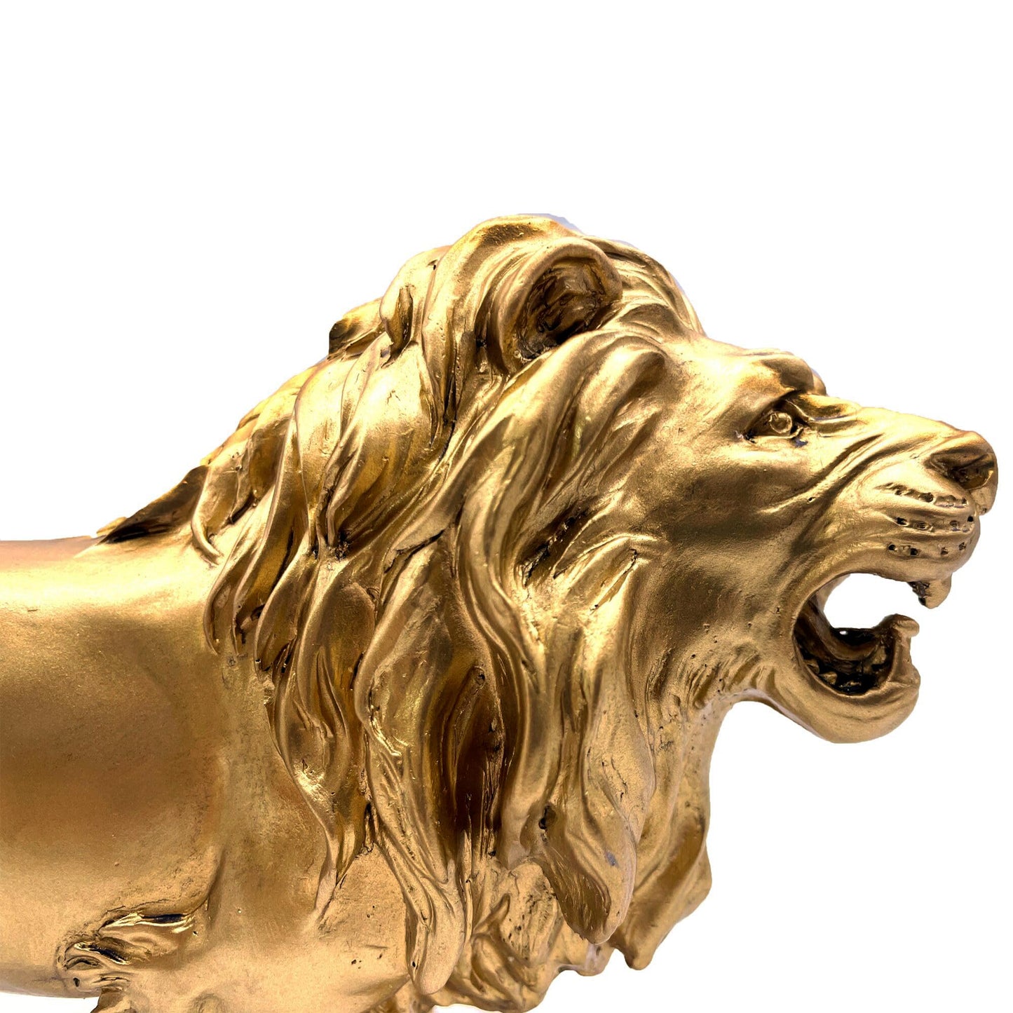 10 Inch Lion Statue Figurine Sculpture Resin Collectible Gifts for Lion Lover Office Home Decor Desk Accessories Decoration Garden Figurines Outdoor Decor Gold