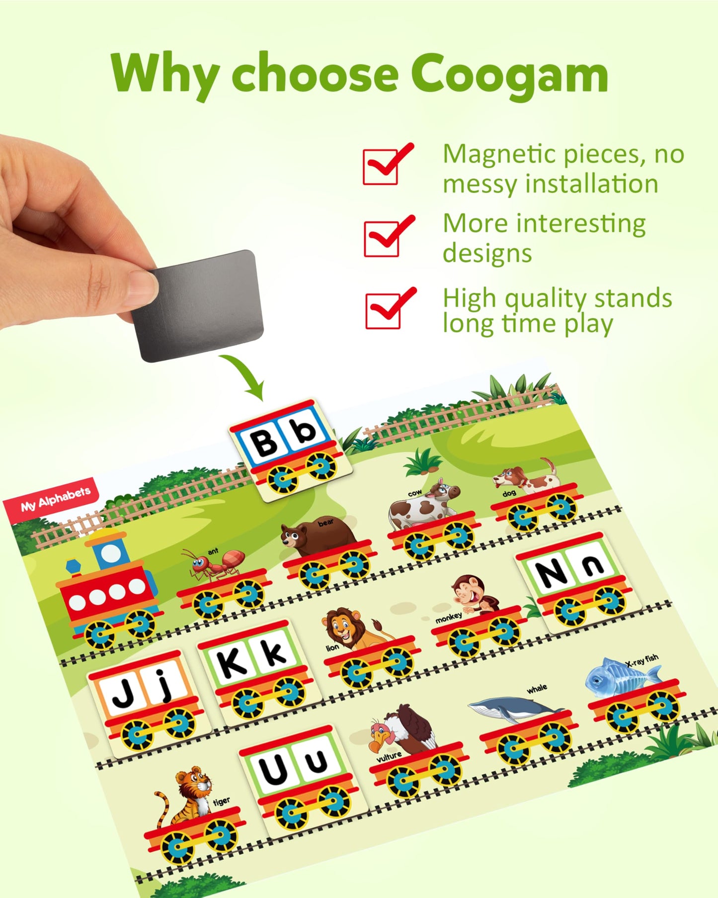 Coogam Preschool Magnetic Busy Book, 9 Themed Stickers Sensory Toys Fine Motor Skills Learning Binder Quiet Book Montessori Toys for Kids Toddlers Home Kindergarten