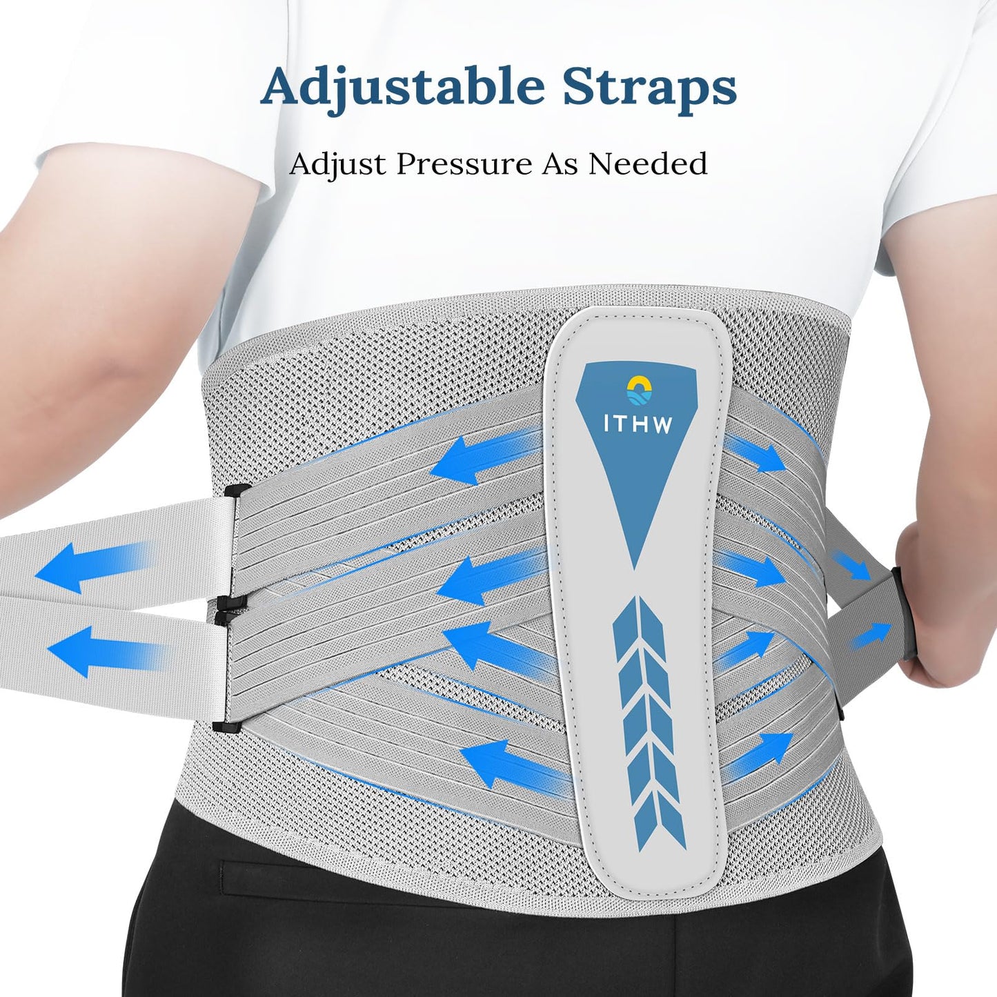ITHW Back Brace for Lower Back Pain, Back Support Brace for Women and Men with Adjustable Strap, Lower Back Brace for Sciatica, Herniated Disc, Scoliosis (Medium)