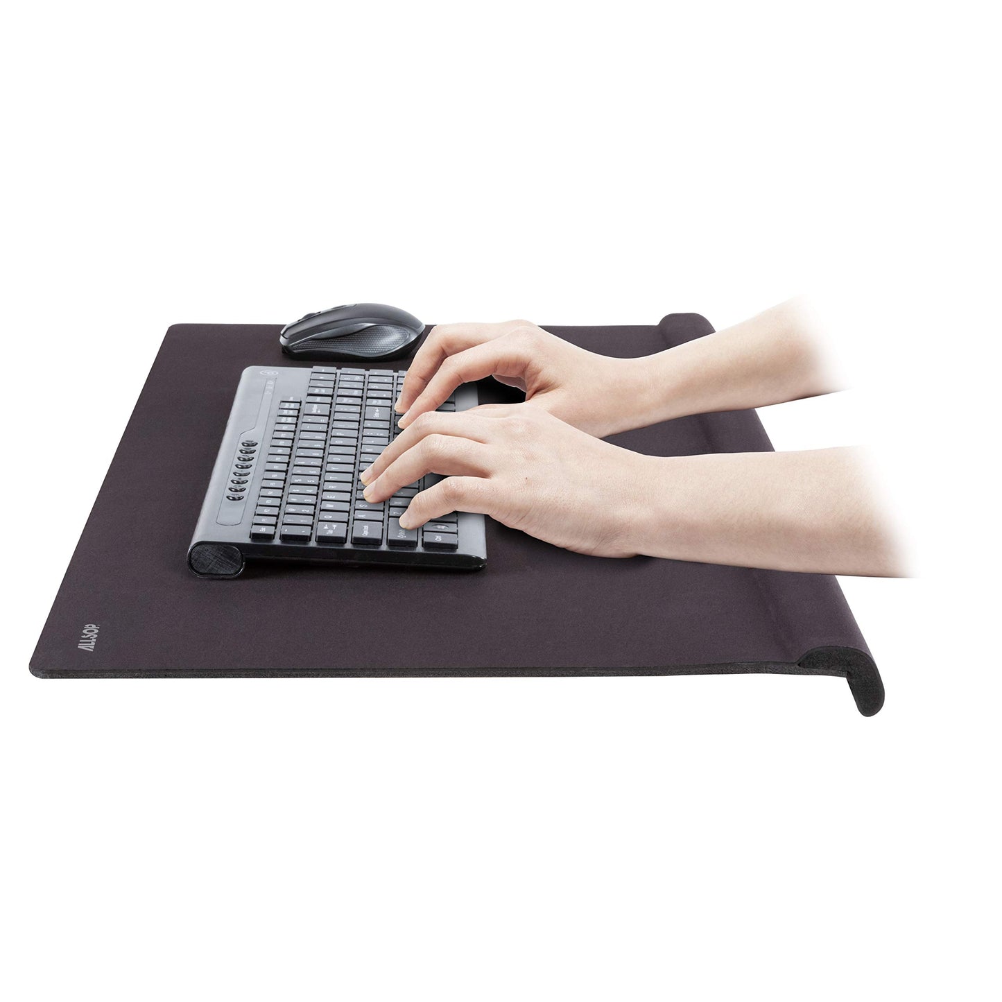 Allsop Ergoedge Deskpad W/Large Wrist Rest and Mousing Surface Foam, Large, Black