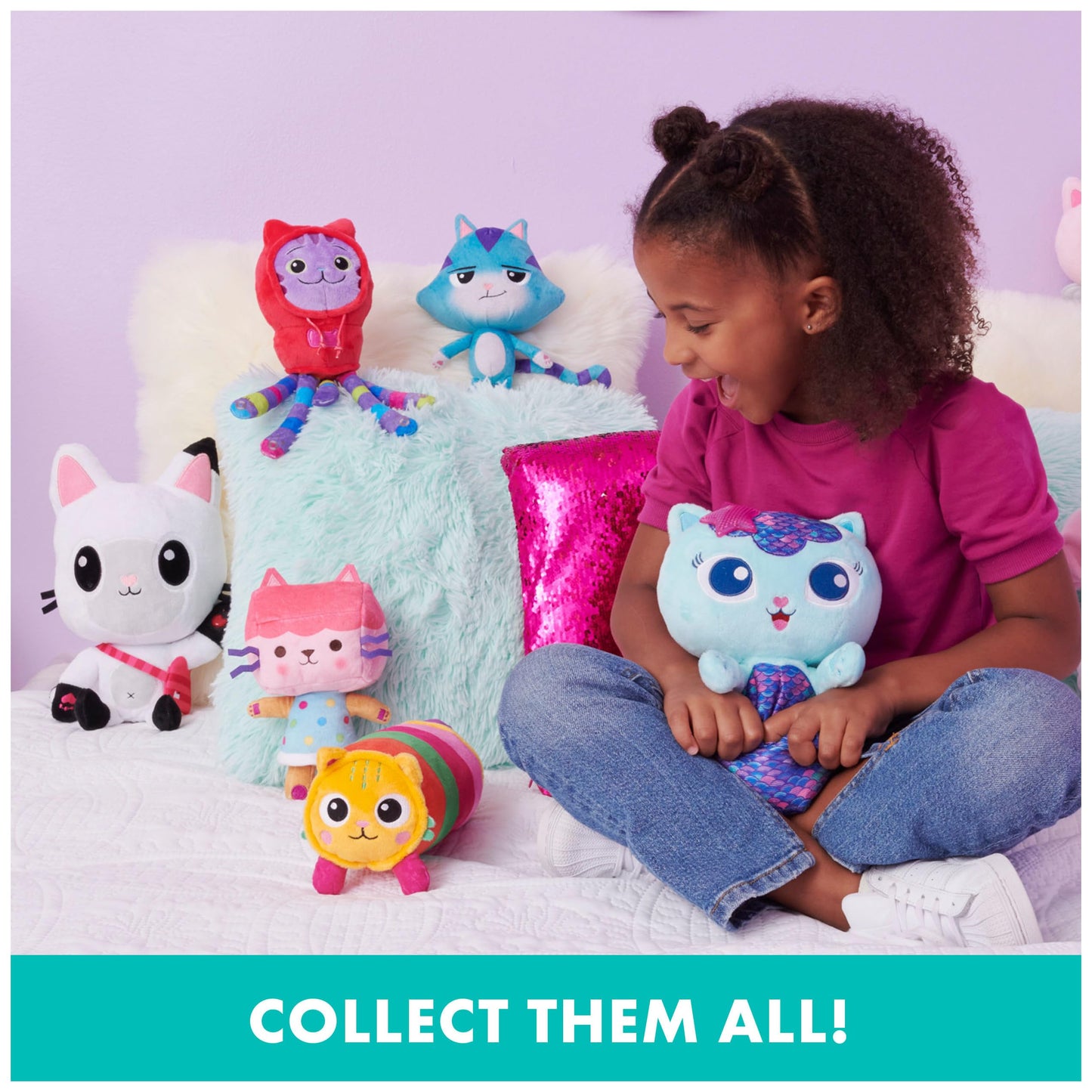 Gabby’s Dollhouse, 14-inch Interactive Talking Mercat Plush Kids Toys with Lights, Music and Phrases Stuffed Animals for Girls and Boys Ages 3 and up