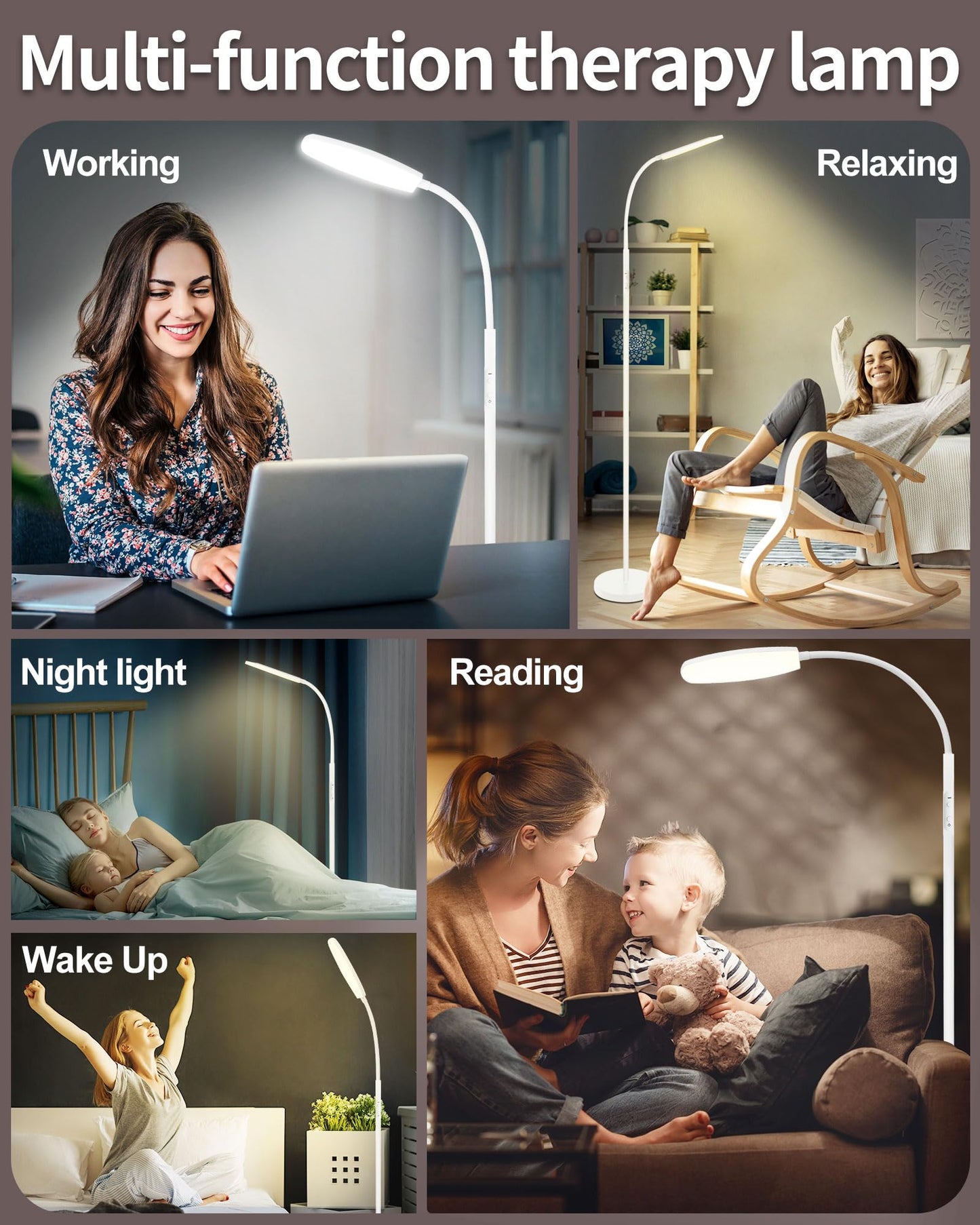 LanSuper Light Therapy Lamp, 10000 Lux UV-Free Happy Therapy Lamp, Full Spectrum Sunlight Lamp with Remote Control, Light Therapy Floor Lamp with 10 Color Temperature & 6 Brightness & Timer