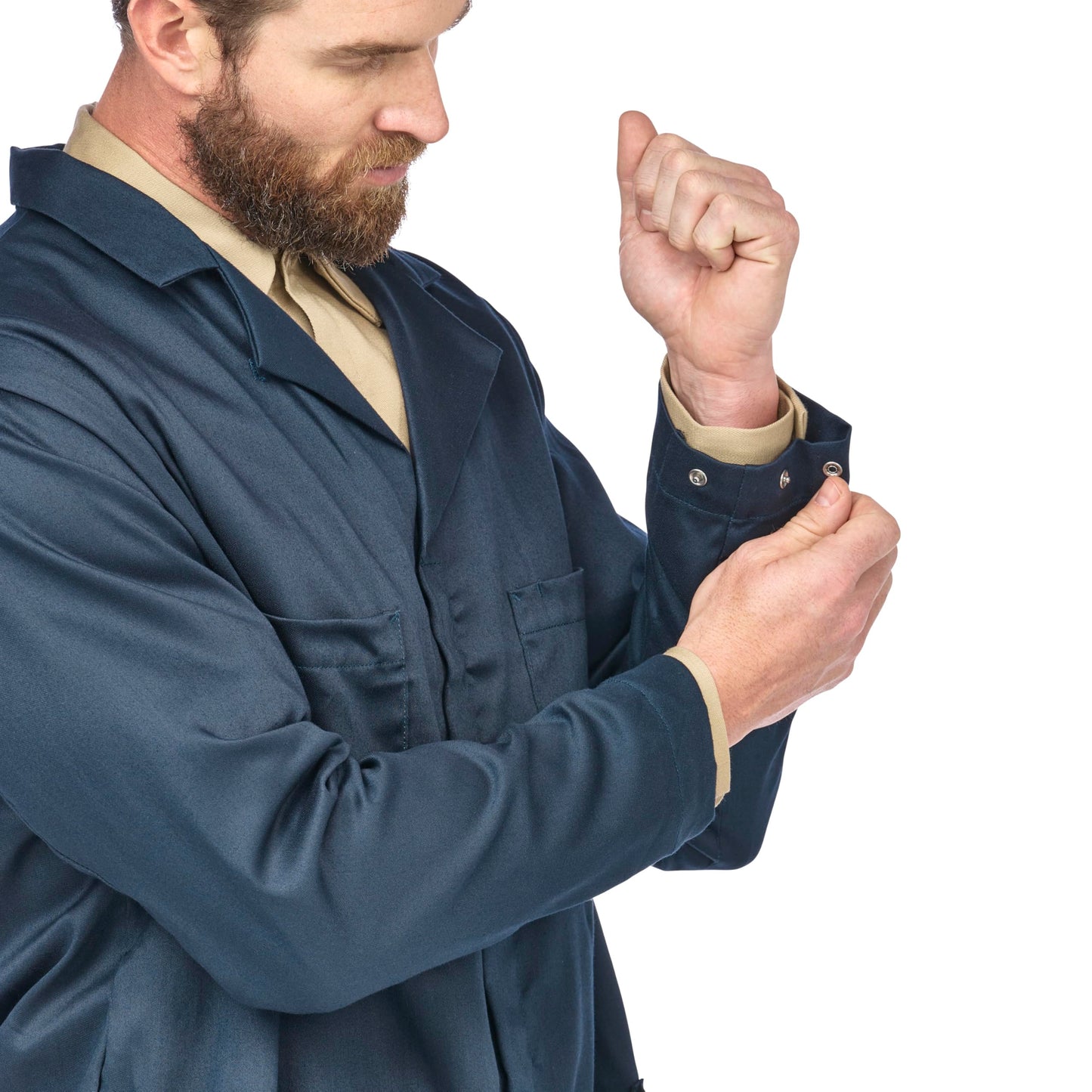 Bulwark FR mens Fr Concealed Snap-front medical lab coats, Navy, X-Large US