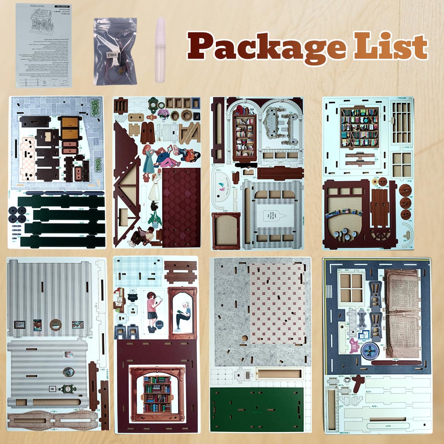 3D Wooden Puzzles for Adults, DIY Wooden Tiny House Building Set Crafts for Adults, Bookstore(148 Pcs)