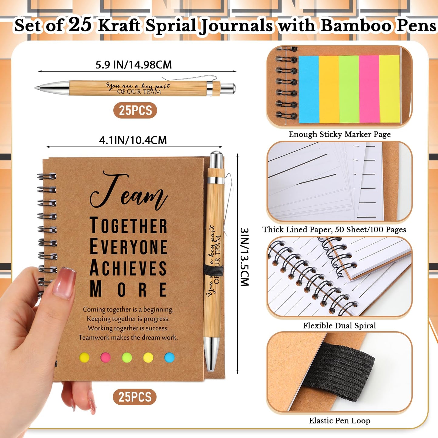 Jetec 25 Sets CNA Week Gifts Bulk 2026 Employee Appreciation Gift Inspirational Notebook with Motivational Pen and Sticky Notepad Thank You Gifts for Nurses Coworkers Groups Teachers (Team)