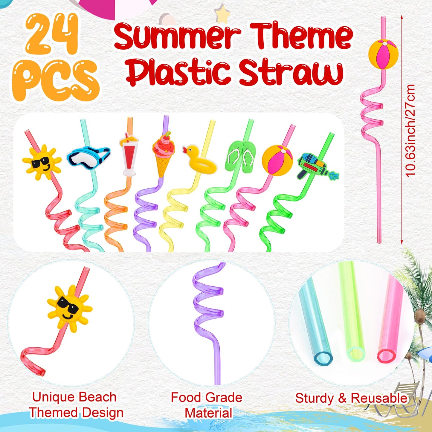 Elcoho 144 Pieces Pool Party Favors Beach Toys Including Inflatable Beach Ball, Sunglasses, Paper Bag Straw Tattoo Slap Bracelet Beach Summer Party Favors for Birthday Graduate Pool Party Age 4-12