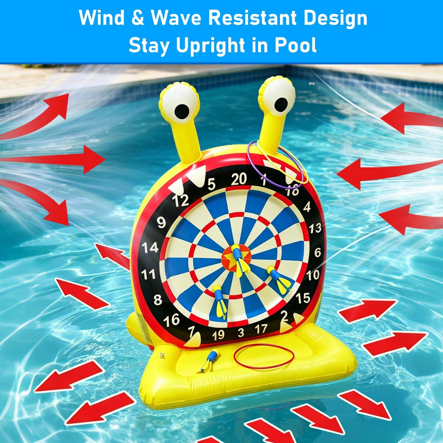 Pool Toys for Kids, Monster Inflatable Dart Board Pool, Pool Games for Beach & Backyard, Summer Water Toys for Kids Ages 8-12, Teens & Adults