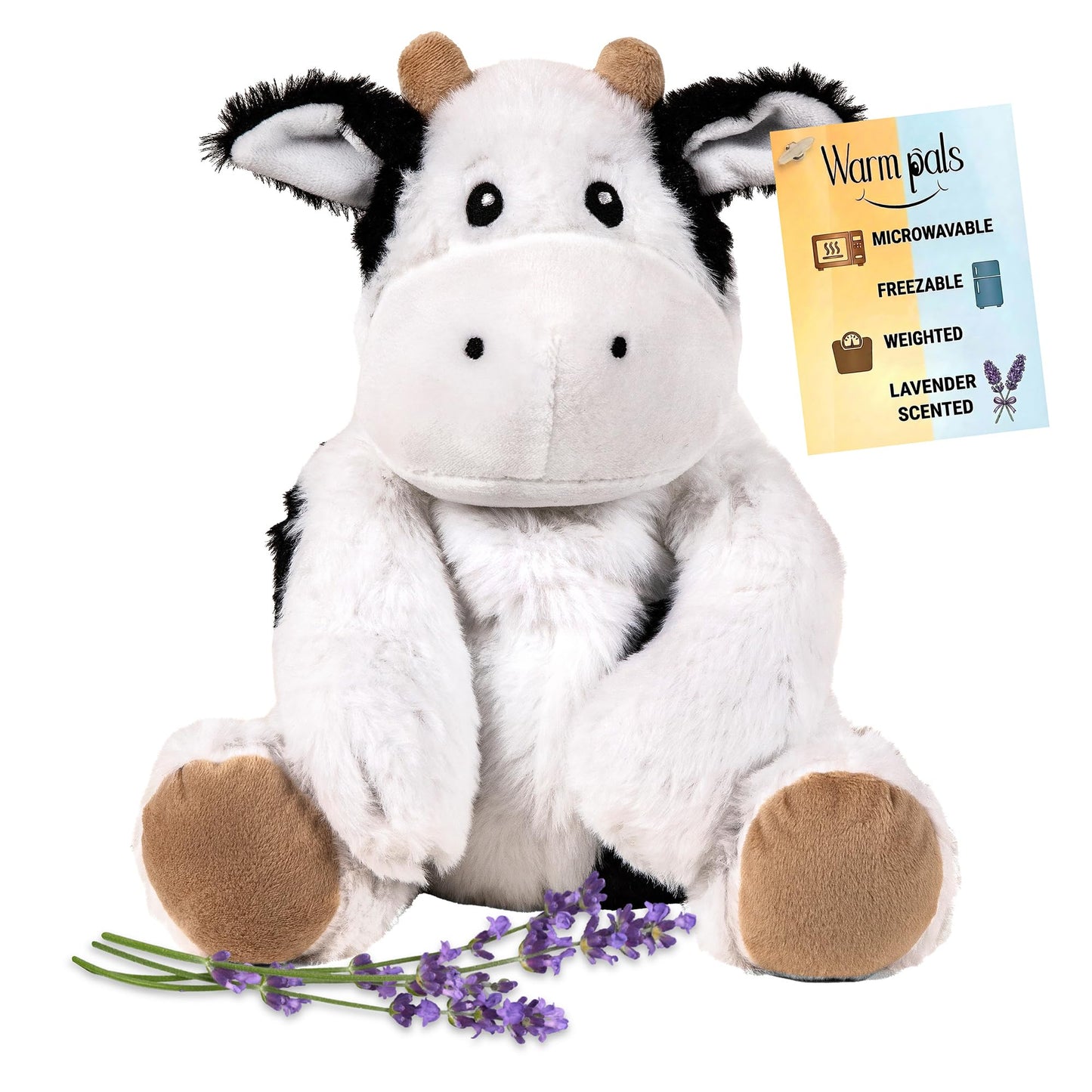 Warm Pals - Callie Cow - 1.5lbs - Cozy Microwavable Lavender Scented Plush Toys - Heated Stuffed Animal - Heatable Coolable Bedtime Comfort Plushie