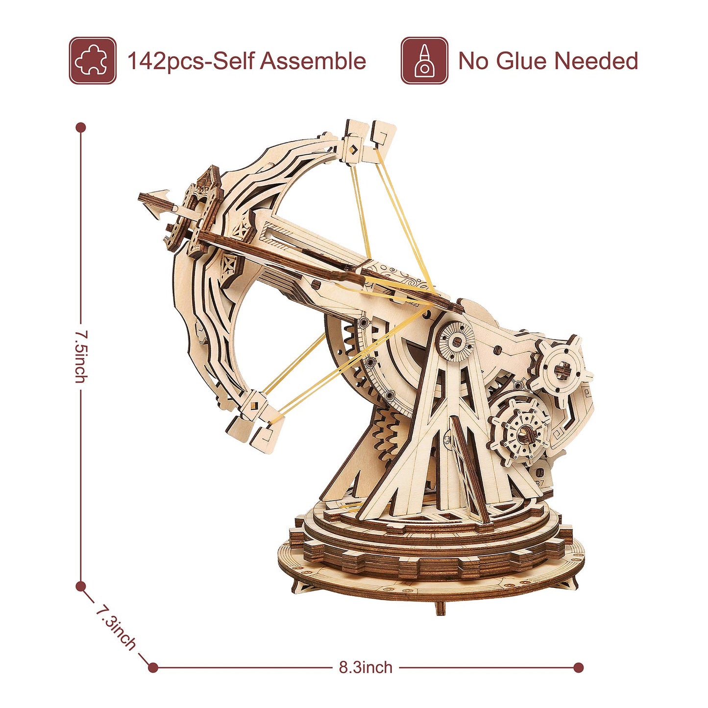 Rowood 3D Wooden Puzzles Catapult Kit for Adults, DIY Catapult Mechanical Wooden Model Kits Toys to Build for Adult, Cool Birthday Gift Choice
