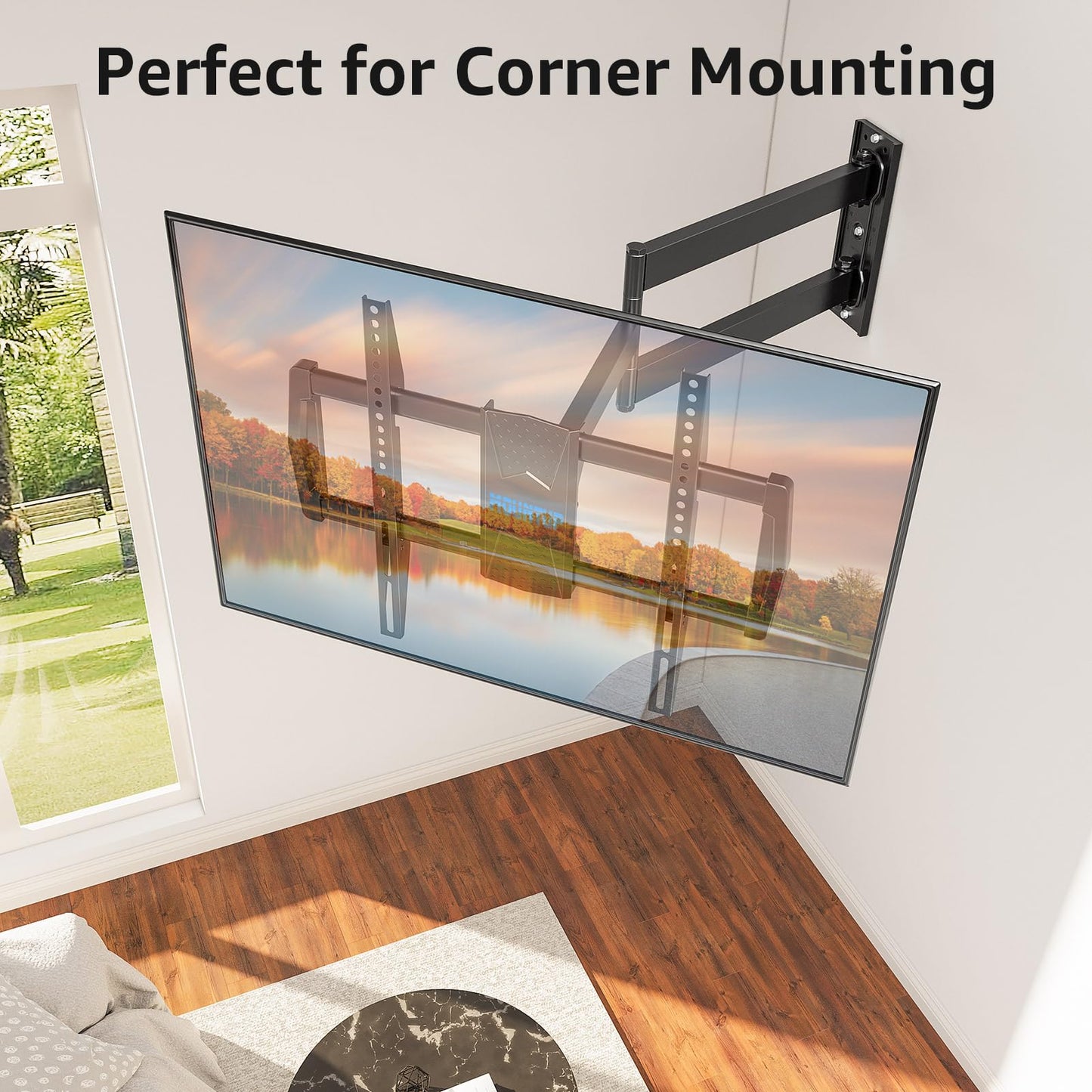 MOUNTUP Corner TV Wall Mount for Most 42-75 Inch TVs with 32” Long Extension, Long Arm TV Mount, Full Motion TVs Mount Swivel Articulating Mounts, MAX VESA 600x400mm, Holds up to 99 lbs