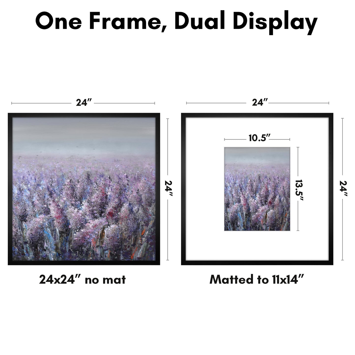 Americanflat 24x24 Picture Frame with Polished Plexiglass - Use as 11x14 Frame with Mat or Display 24x24 Photo Without Mat - Streamline Collection - Thin Border Square Frames for Wall Display - Black