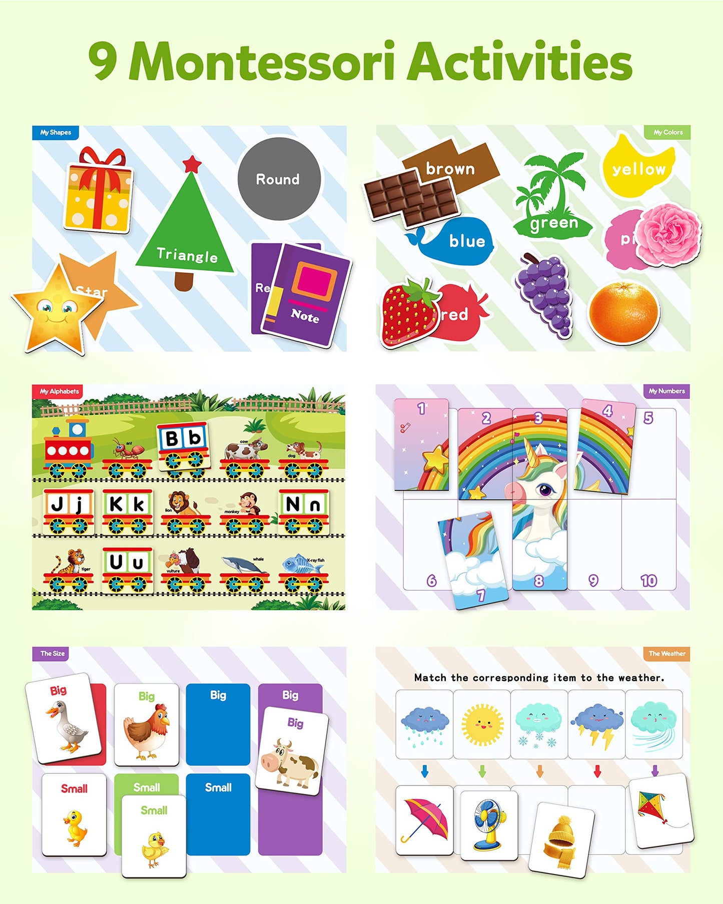 Coogam Preschool Magnetic Busy Book, 9 Themed Stickers Sensory Toys Fine Motor Skills Learning Binder Quiet Book Montessori Toys for Kids Toddlers Home Kindergarten