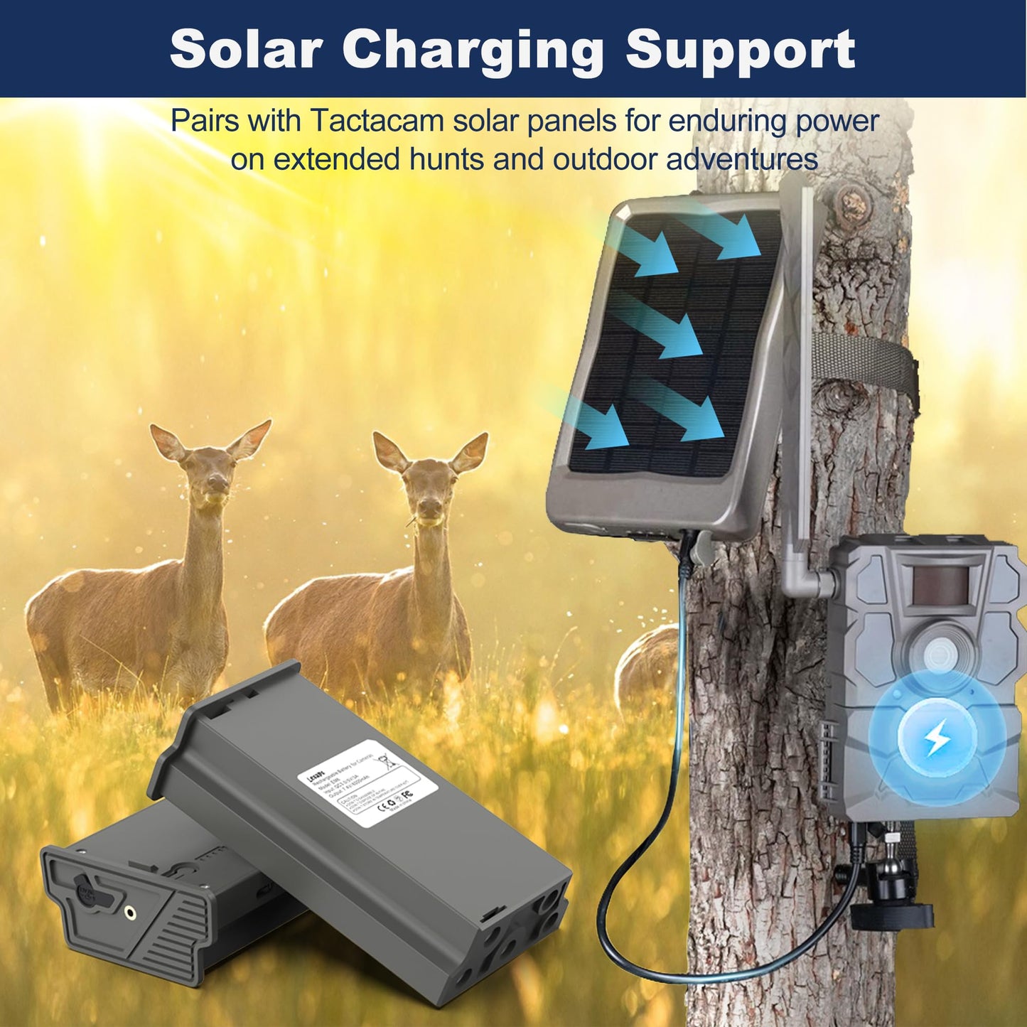 2-Pack Rechargeable Reveal Lipo Lithium Battery Pack for Trail Camera Reveal X Gen 3.0, 2.0, X Pro 3.0, Pro, X Ultra 3.0, SK, XB, X - Upgraded LED Meter & Solar Charging