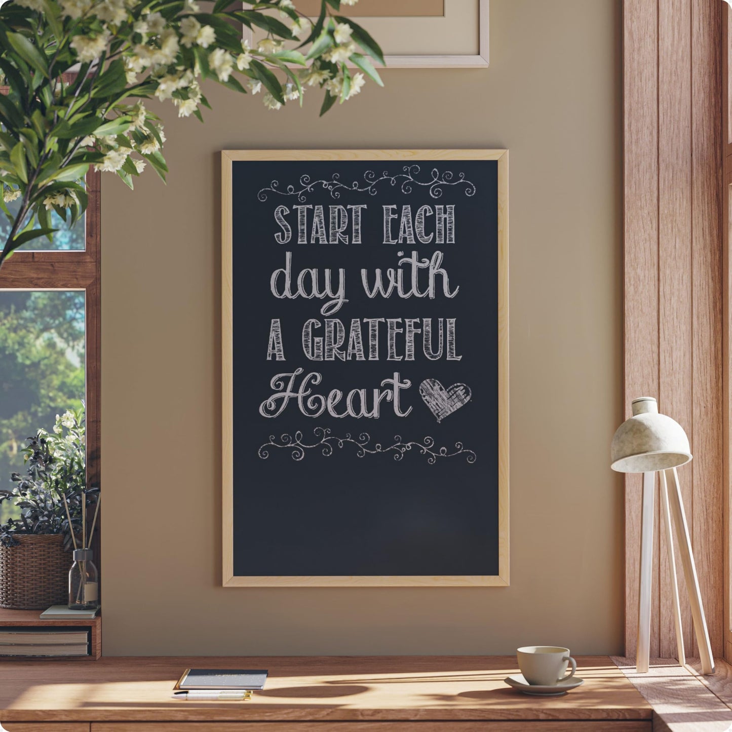 U Brands Chalkboard, 24" x 36", Birch Wood Frame, Blackboard Surface, Wall Mountable, Dry Erase Board, Home, Classroom & Office Organization, Memo & Message Board