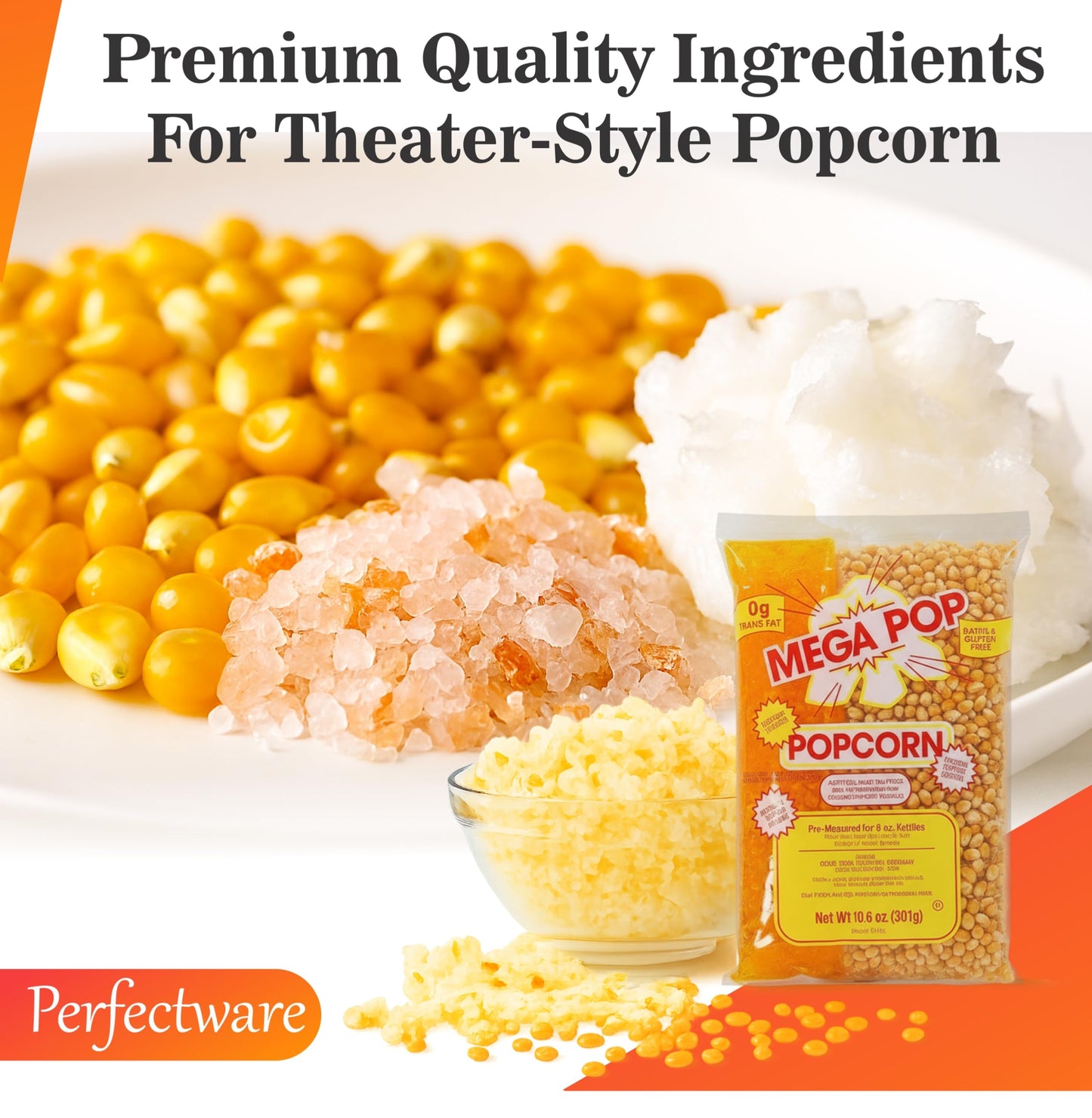 Perfectware Movie Theater Style Popcorn Portion Packs, 10.6 Ounce, 12 Count