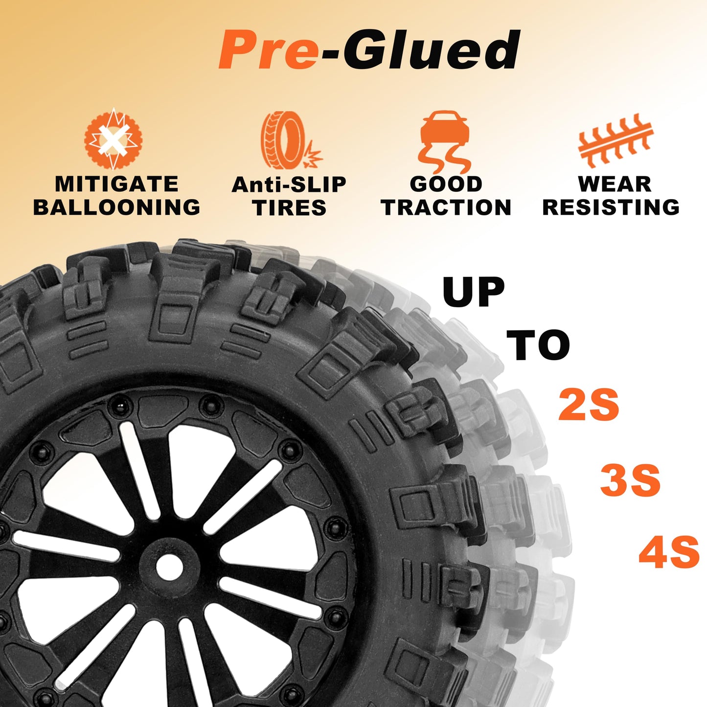 RC Station 12mm Hex RC Wheels and Tires 1/10 Scale 2.8 RC Truck Tires Wheels for Traxxas Rustler Stampede Hoss 2wd 4x4 vxl Tires Wheels Arrma Tires Wheels Redcat Volcano Tires Preglued