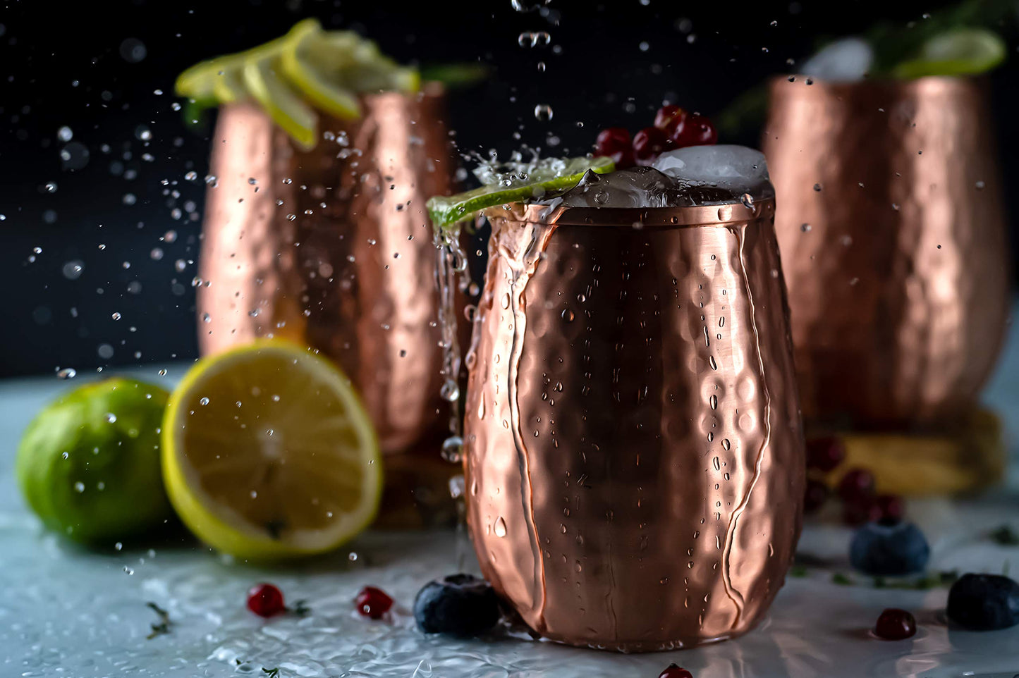 Kosdeg Copper Cups - 16 Oz Set of 4 - Unique Way to Enjoy Wine - Perfect Pure Tumbler for Water - Better Than Glasses or Plastic - Moscow Mule Cup for Drinking