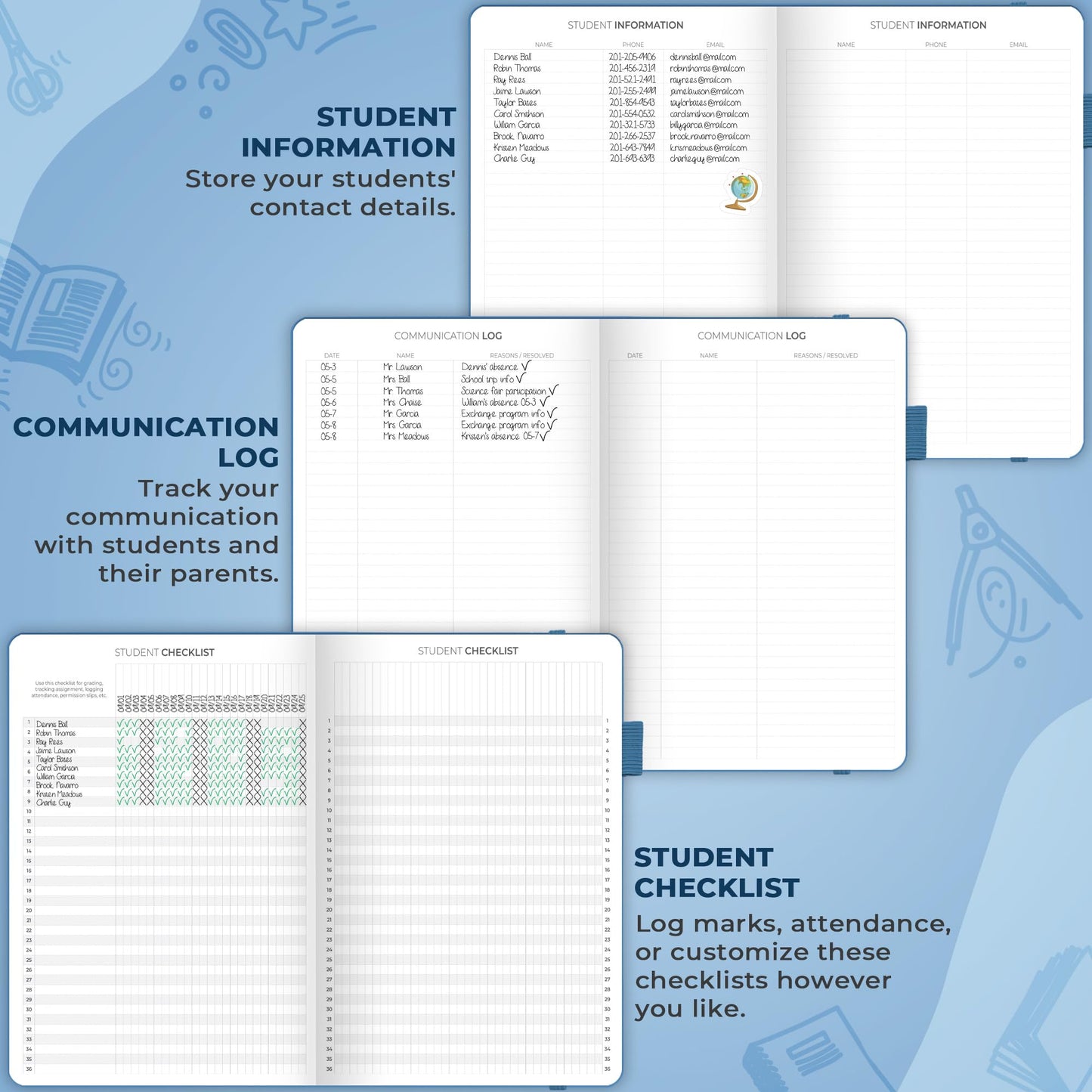 Clever Fox Teacher Planner – School Year Planner with Calendars & Lesson Plans – Book for Classroom & Homeschool Organization, A4 (Mystic Blue)