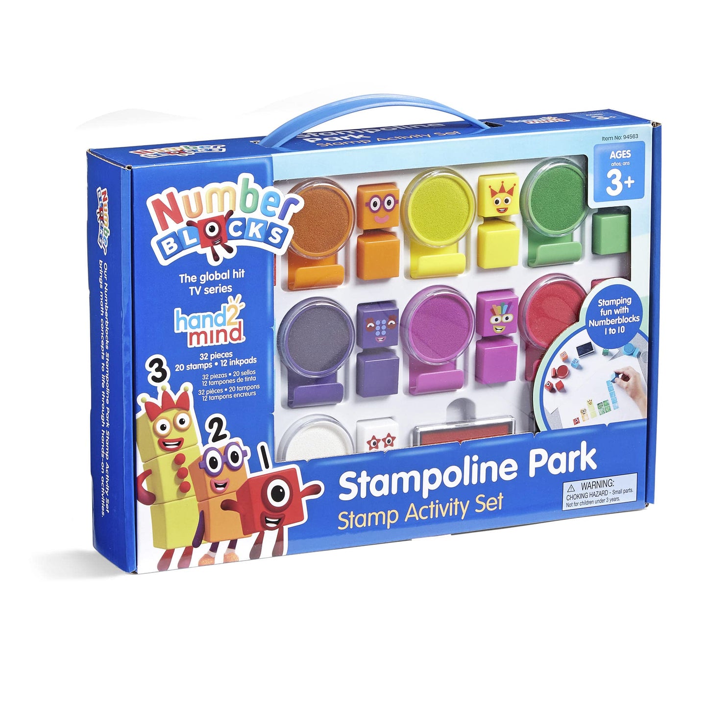 hand2mind Numberblocks Stampoline Park Activity Set, Washable Ink, Reusable Stamps, Toys, Stamp Set for Kids, Ink Pads Toys (20 Stamps and 12 Pads), Multicolor (94563)