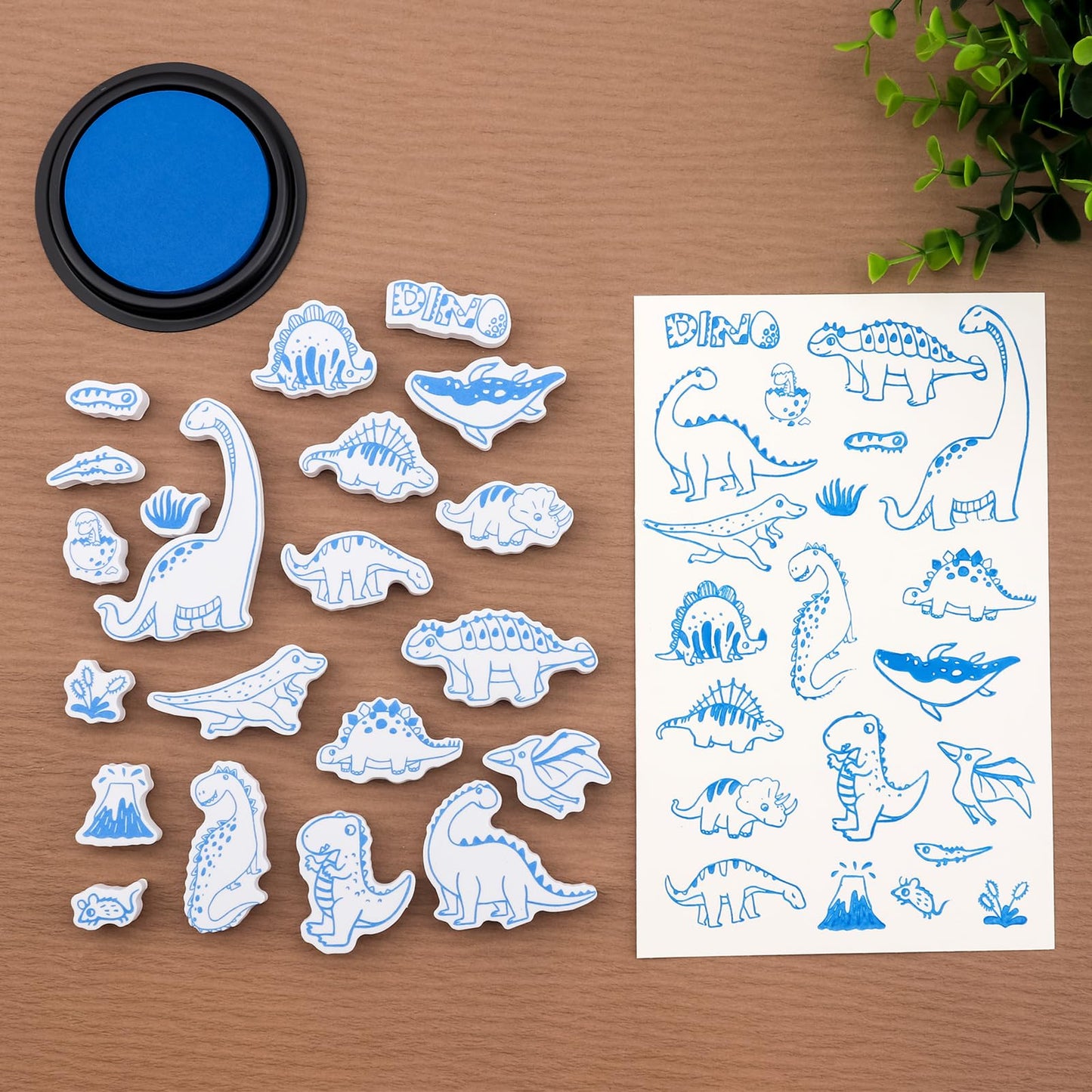 Briartw 2 Pack EVA Stamp Sets Bundle with Ink Pads – 39pcs Alphabet Stamps & 21pcs Dinosaur Stamps – Perfect for Kids Crafts, Scrapbooking, Card Making