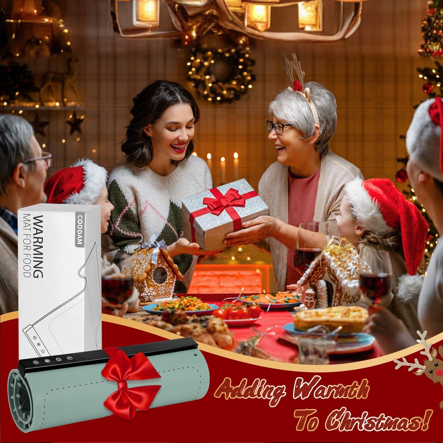 Warming Mat for Food - Full Surface Rapid Heating, Rollable & Portable Food Warmer Mat with 6 Temperature Settings and 1-4 hours adjustable Timer, Silicone Heating Mat for Party Buffet (Grayish green)