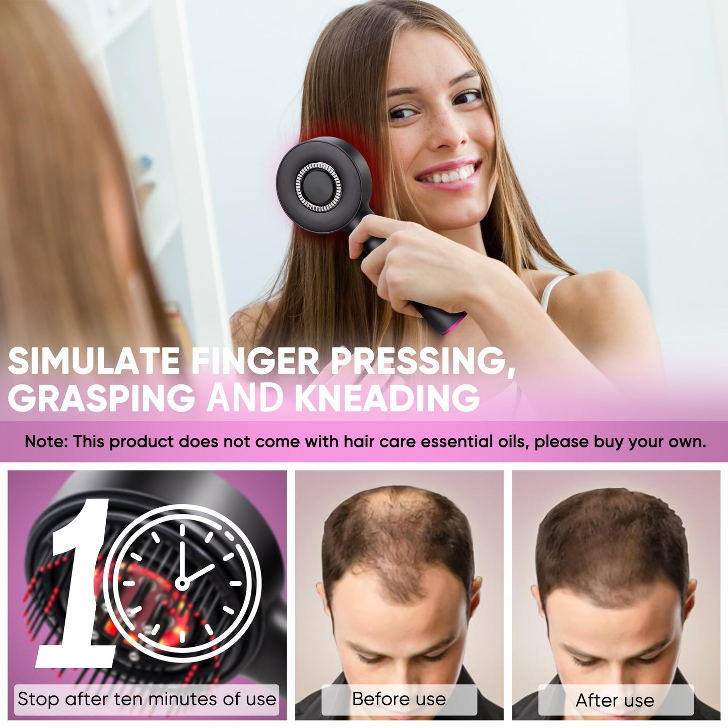 MPADQ Upgrade 2 in 1 Hair Oil Applicator，Electric Hair Brushes for Hair Growth,Hair Oil Applicator Scalp Massager,IPX7 Waterproof Oil Dispenser for Hair