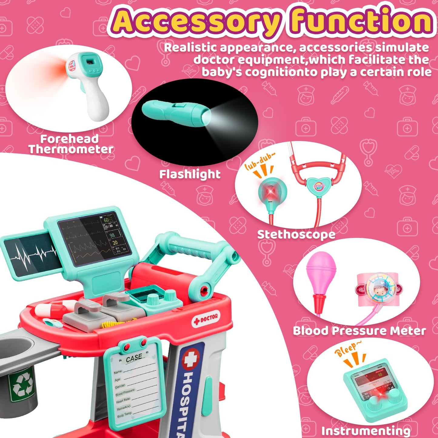 Doctor Kit for Kids - Pretend Doctor Playset for Toddlers with Stethoscope - Medical Play Set Toy for Boys Girls - Kids Doctor Kit for 3 4 5 6 7 8 9 Year Old - Christmas Birthday Gift