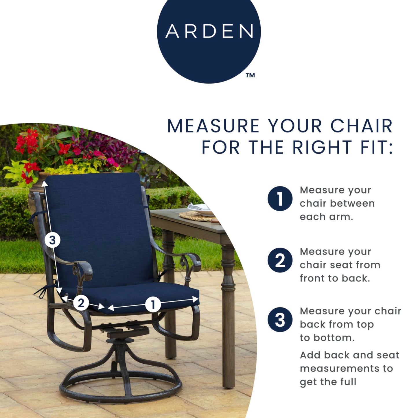 Arden 2-Pack Outdoor Patio Dining Chair Cushion, 20x44, Rain-Proof Seat Pad, Fade-Resistant Outdoor Cushion Black Leala