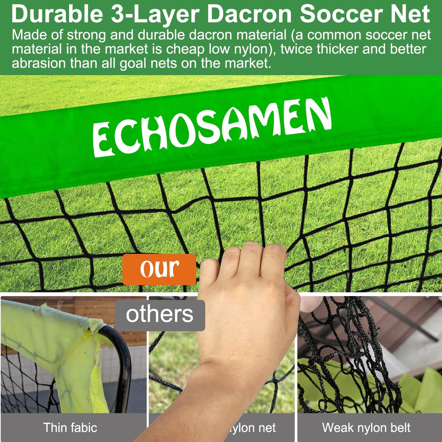 Kids Soccer Goals for Backyard, 2 of 6 x 4 ft Kids Soccer Goal Set Soccer Net with 10 Soccer Cones, Agility Ladder & Carry Bag, Portable Soccer Training Equipment.