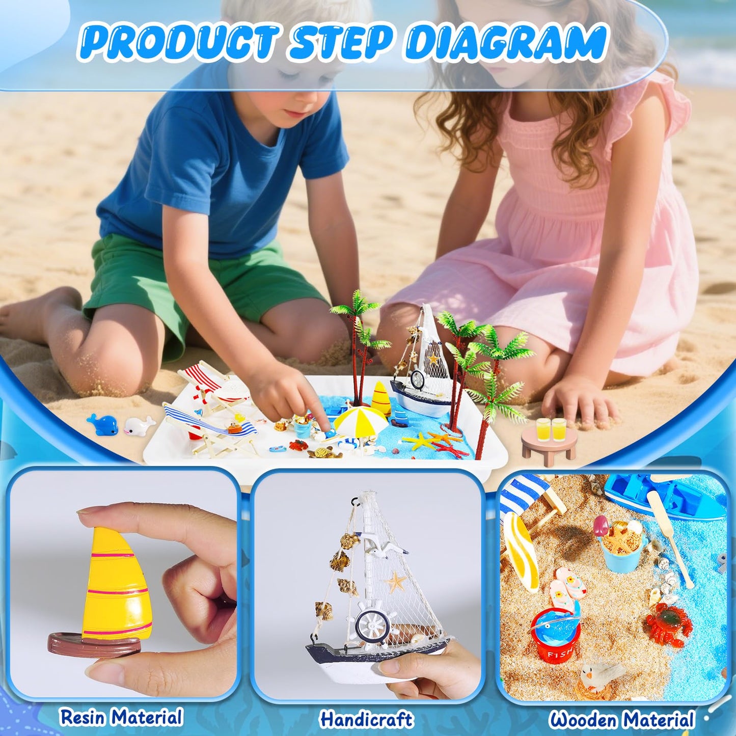 41 Pcs Miniature Summer Beach Accessories Ocean Diorama Supplies Sand Box Beach Theme Cake Decorations Sea Animal Figurines Shell Cake Topper Party Gifts Diorama Projects