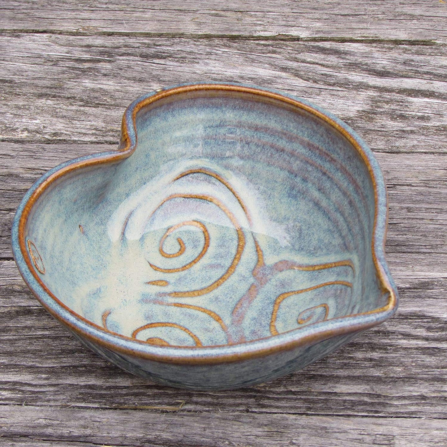 Castle Arch Pottery Irish Pottery Bowl Hand-Glazed, Heart Shaped Design 6" Diameter by 2" Height with Celtic Spiral Motif - Handcrafted In Ireland - Lead & Cadmium Free, Irish Gifts For Men & Women