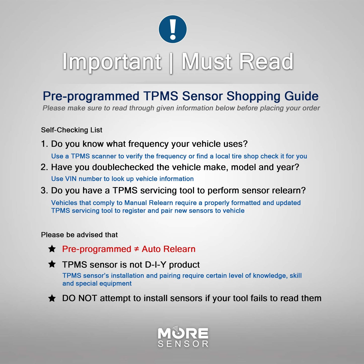 MORESENSOR Compact PRO Series 433MHz TPMS Tire Pressure Sensor 4-Pack | Preprogrammed for Select 130+ European Brand Models | Replacement for 0025406917 | Clamp-in | KX-S047-4