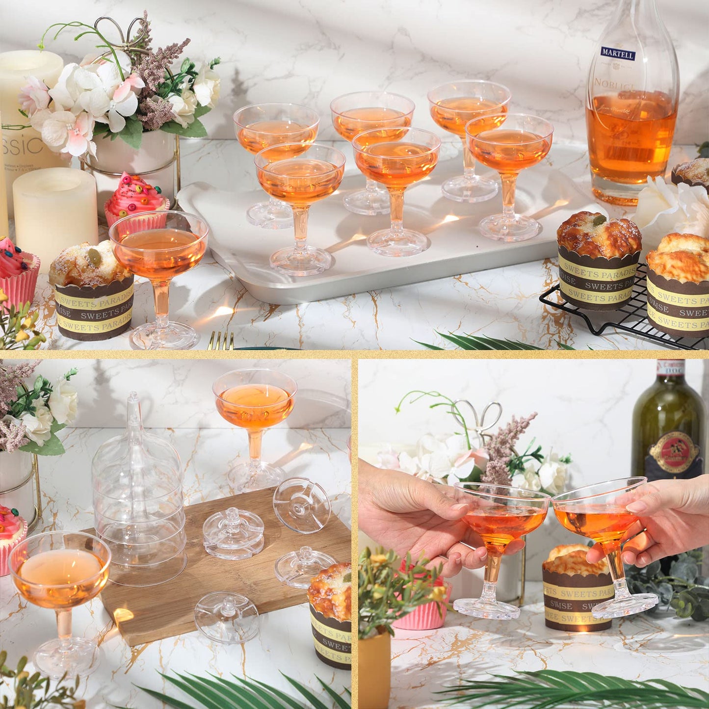 Zopeal 30 Pcs Champagne Coupe Glasses 5 oz Plastic Champagne Tower Disposable Martini Glasses Stackable Stemmed Margarita Coupe for Wedding Birthday Party Bar(Clear)