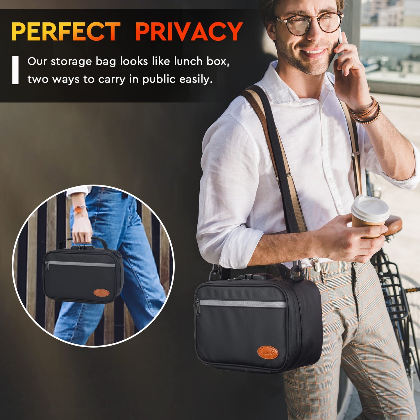 BOYISTARGLarge Storage Bag with 10 Small Items ，Combination Lock, Portable Lock Bag Set Travel Case Great Christmas Gifts for Men, Black