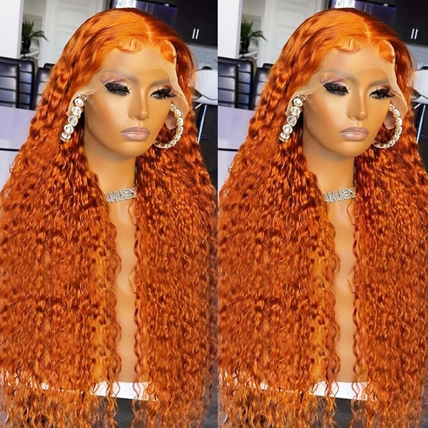 30 Inch Ginger Deep Wave Lace Front Wig Human Hair 13x6 Orange Ginger Wigs Human Hair 350 Deep Curly Lace Front Wigs Hd Transparent Ginger Deep Wigs 200% Density Orange Deep Wave Front Wigs for Women