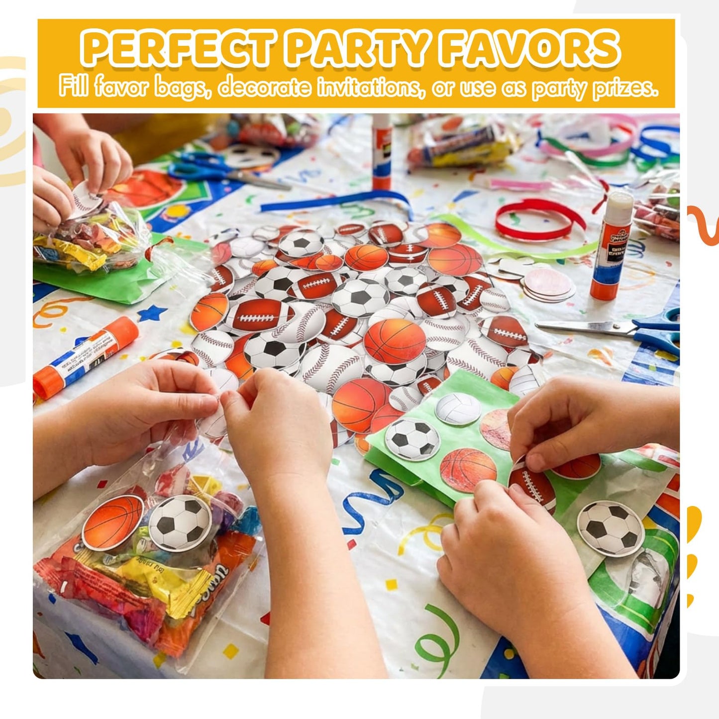 Gilprop 1000 Pcs Foam Sports Stickers Self-Adhesive 100 Days Party Favor Foam Stickers Bulk Including Soccer Basketball Baseball Volleyball Football Sports Party Favors for Arts Crafts Decor Supply