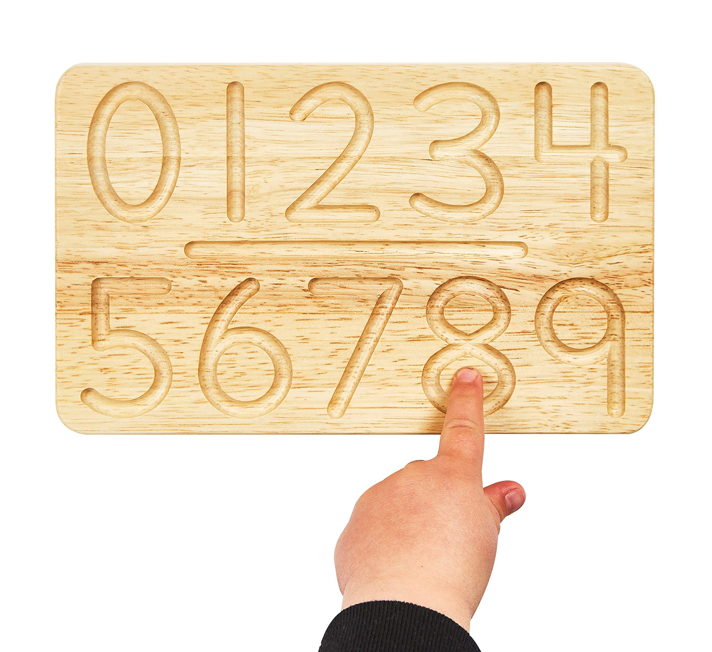 Montessori & Me Wood Number Tracing Board - Montessori Wooden Numbers and Shapes Complements Wooden Letter Tracing Board - Large Wooden Print Numbers for Toddler to Preschool