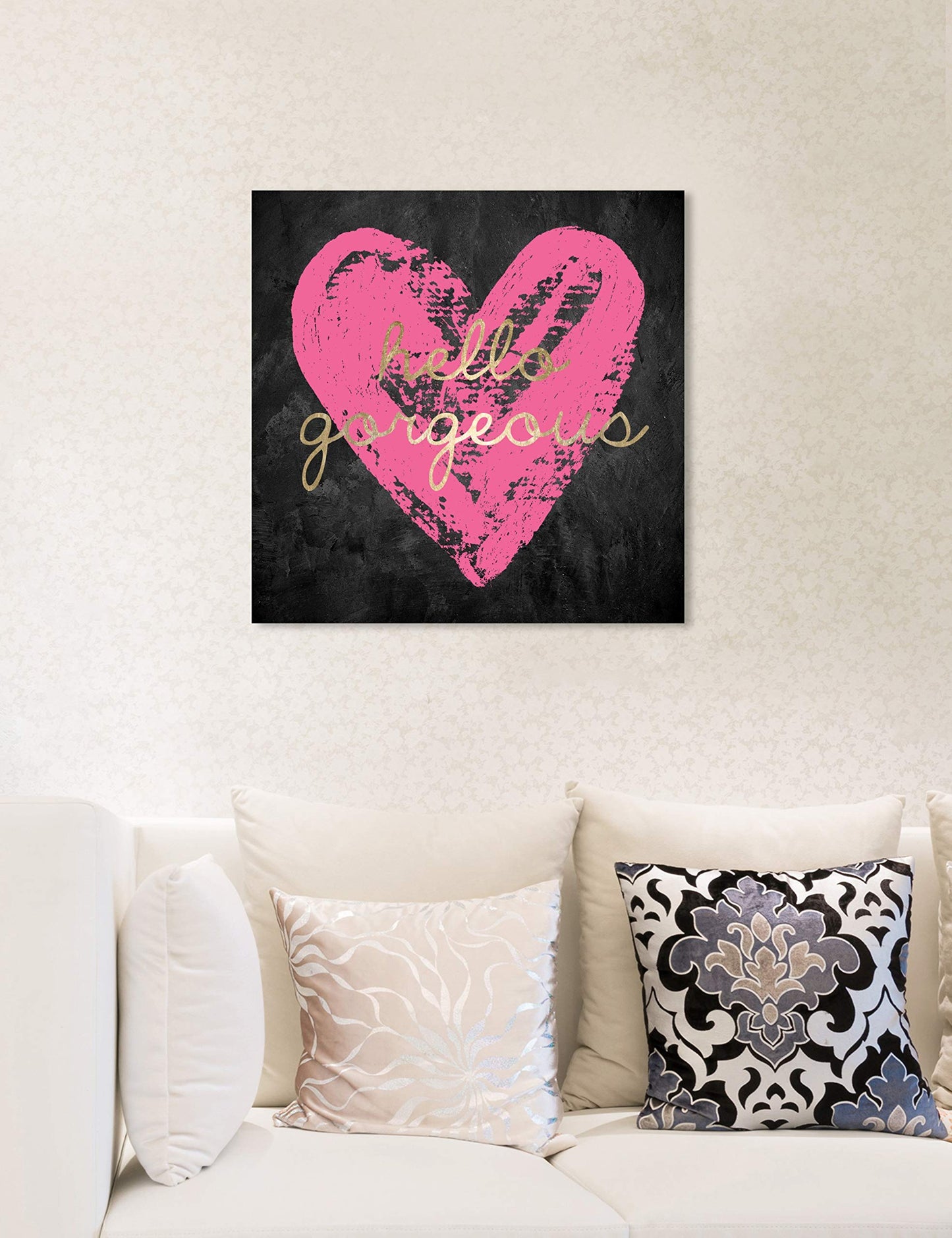 The Oliver Gal Artist Co. Fashion and Glam Wall Art Canvas Prints 'Gorgeous Salute Hot Home Décor, 16" x 16", Pink, Black