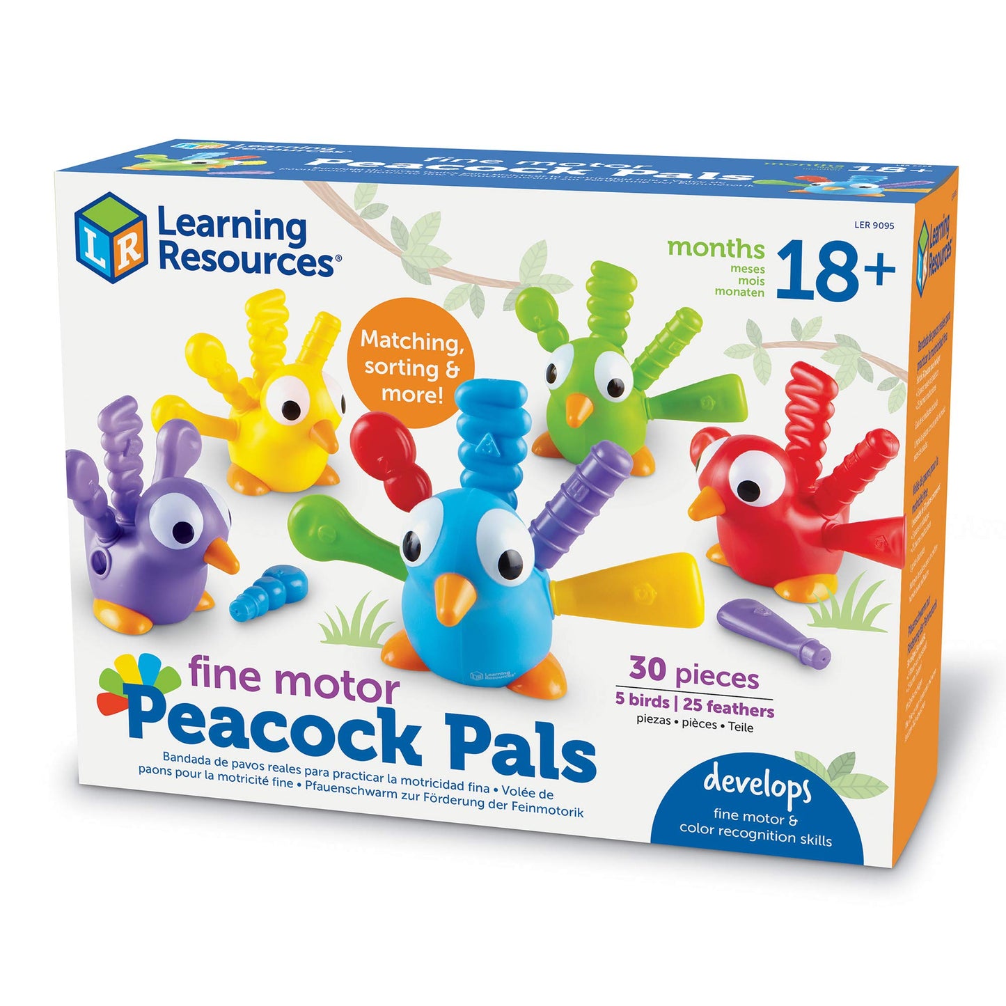 Learning Resources Fine Motor Peakcock Pals, Fine Motor Toy, Set of 4, Ages 2+