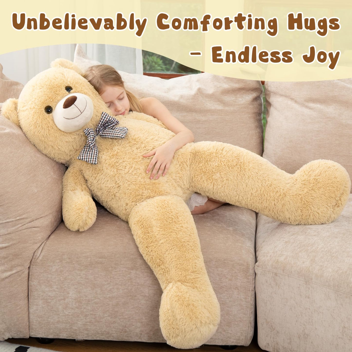 MorisMos Giant Teddy Bear Plush, Big Teddy Bear Stuffed Animals for Kids, Large Brown Bear for Girlfriend Christmas Valentine's Day, 47 Inches