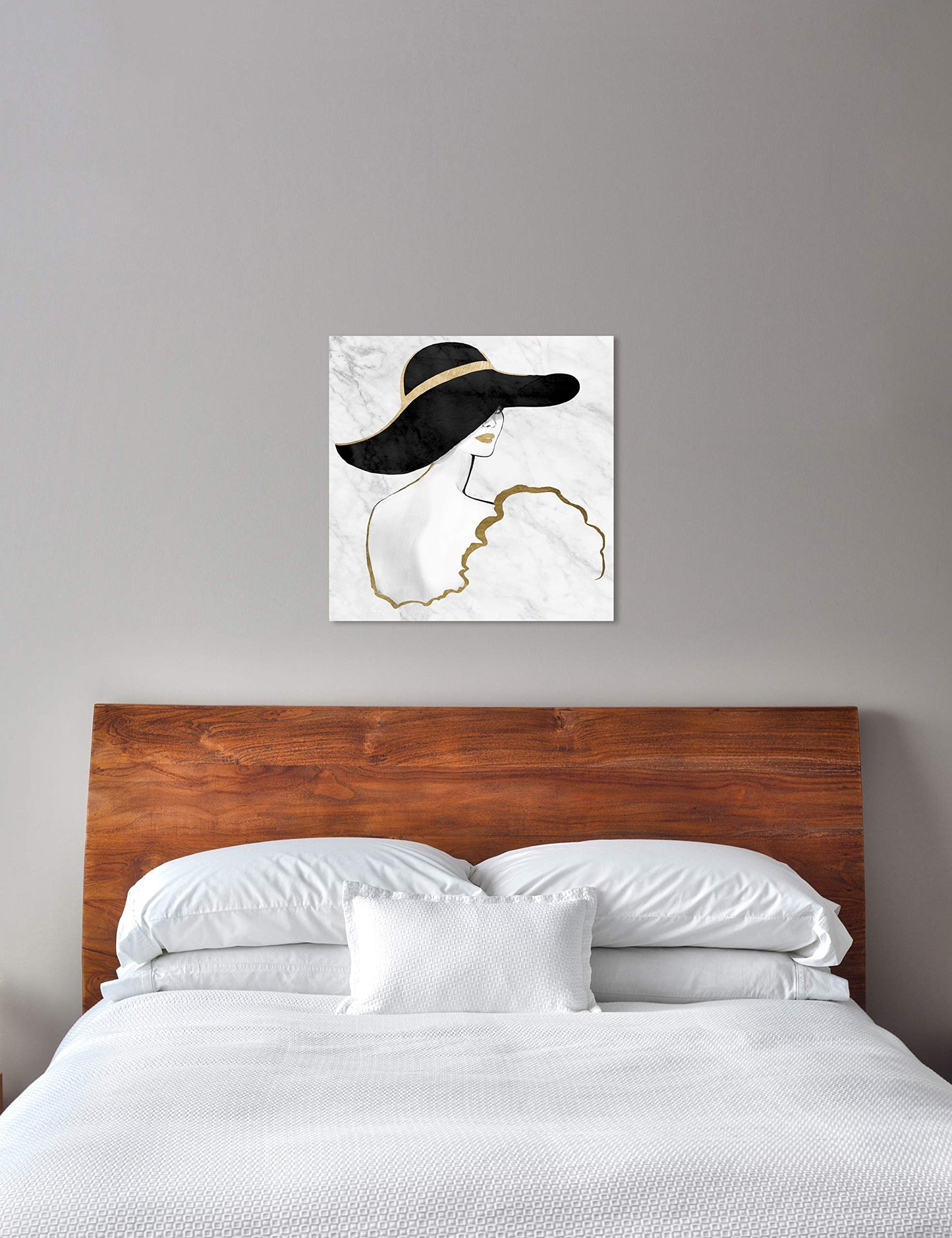 The Oliver Gal Artist Co. Fashion and Glam Wall Art Canvas Prints 'Gill Bay-Black and Gold Pouder' Home Décor, 30" x 30"