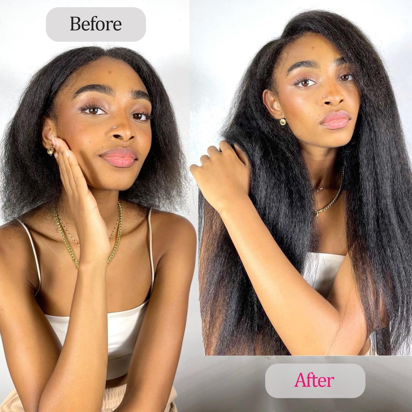 Kinky Straight Clip in Hair Extensions Real Human Hair 8Pcs 120g Kinky Clip Ins Full Head Brazilian Remy Hair Extensions for Women Natural Black Double Weft Hair Extensions Clip Ins 20 Inch