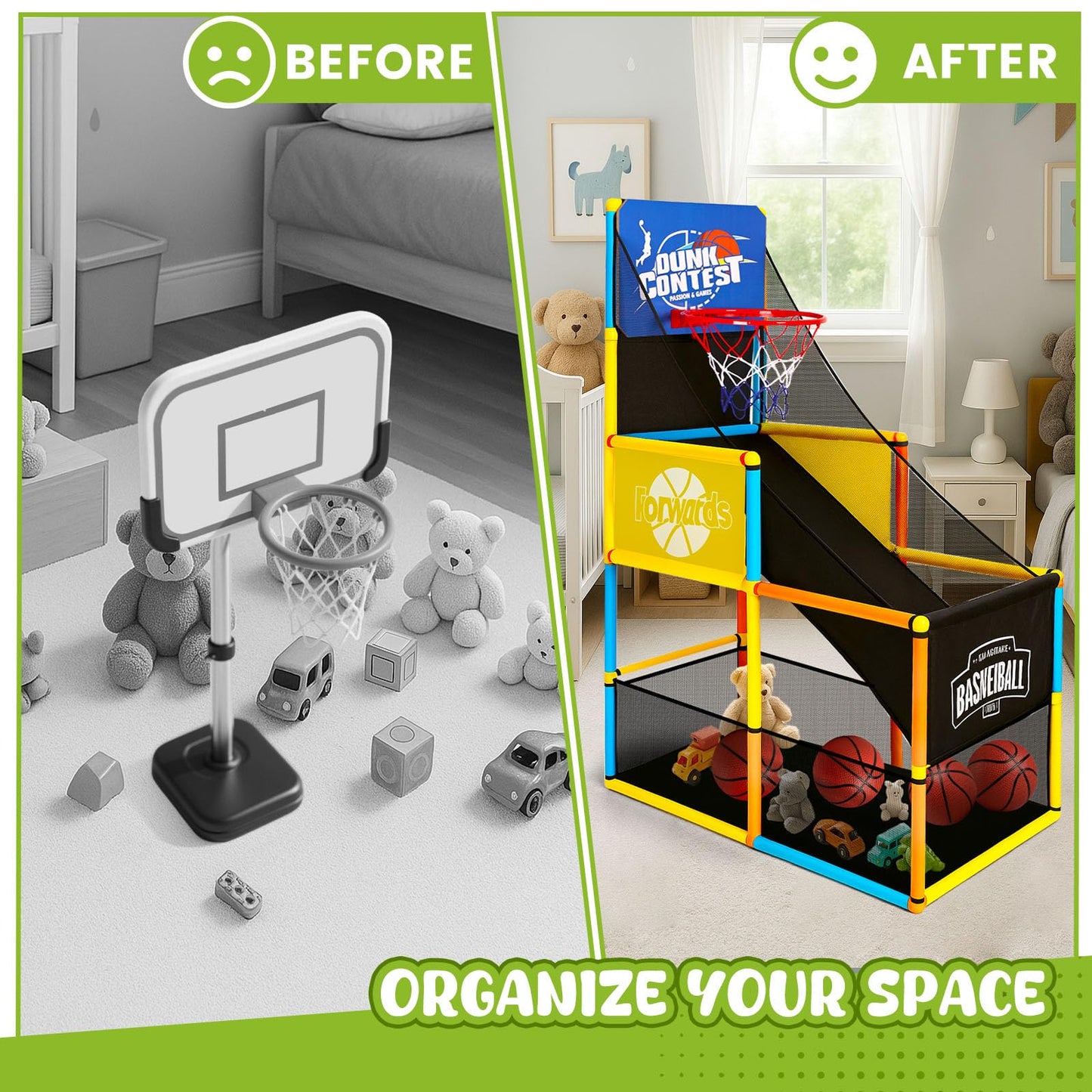 LovesTown Arcade Basketball Game Set with 4 Balls, Indoor Basketball Hoop for Kids 3 to 12 Years, Outdoor Sport Play Carnival Games Sport Toys Gifts for Boys Girls, Ideal for Competition, Toddler Toys