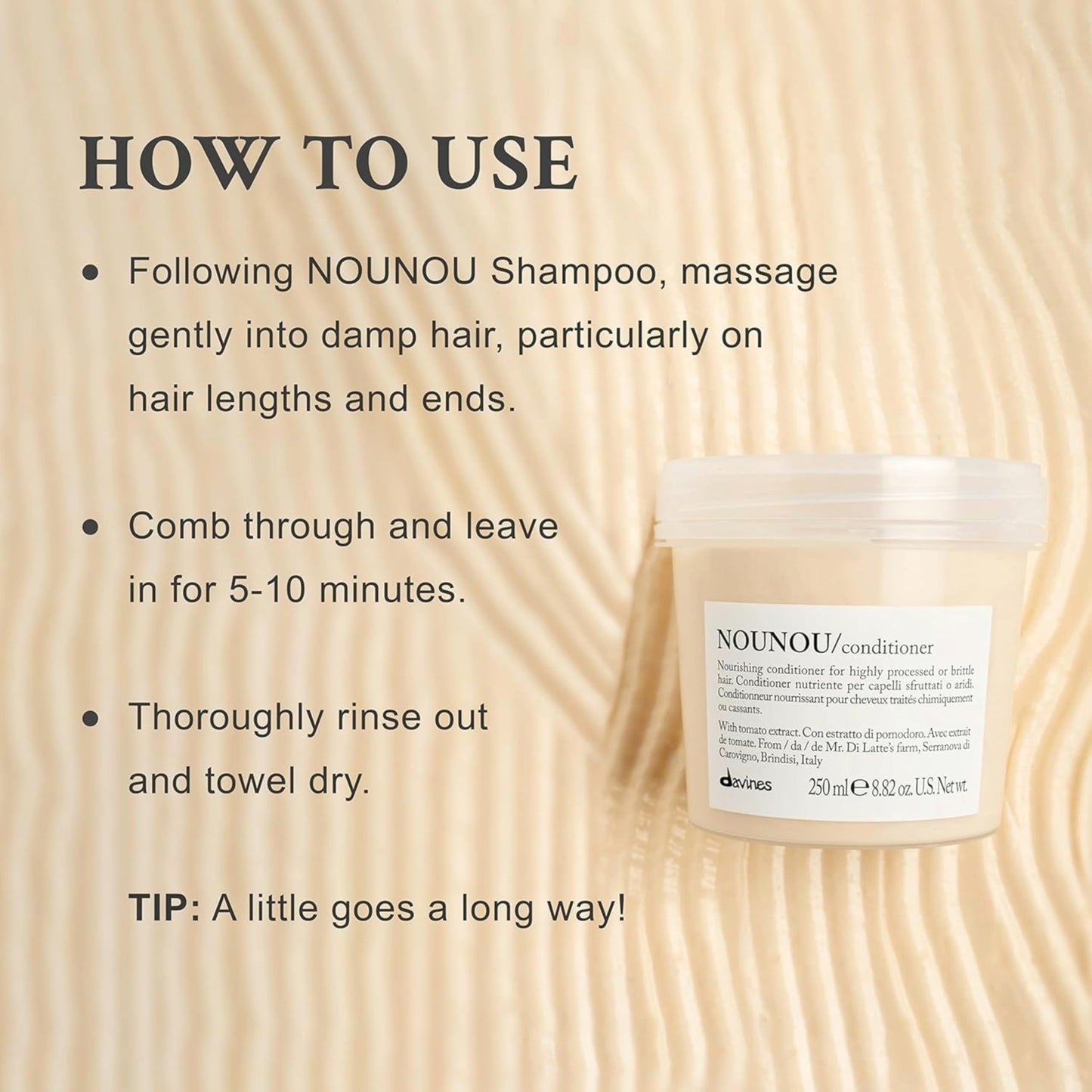 Davines NOUNOU Conditioner | Hydrating Deep Conditioner for Bleached, Permed, Relaxed, Damaged or Very Dry Hair | Replenishes Chemically Processed Hair | 8.45 fl oz