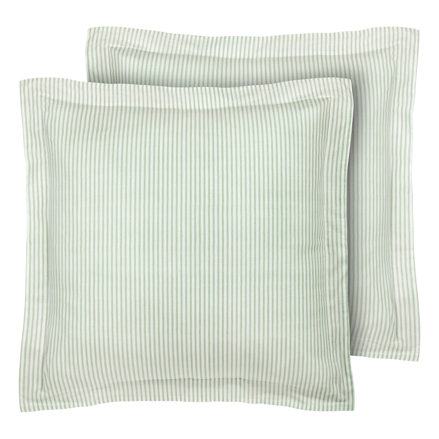 Laura Ashley - Euro Sham Covers, Soft Cotton Decorative Pillow Covers with Envelope Closure, 26x26, Ticking Stripe Room Decor, Set of 2 (Green)