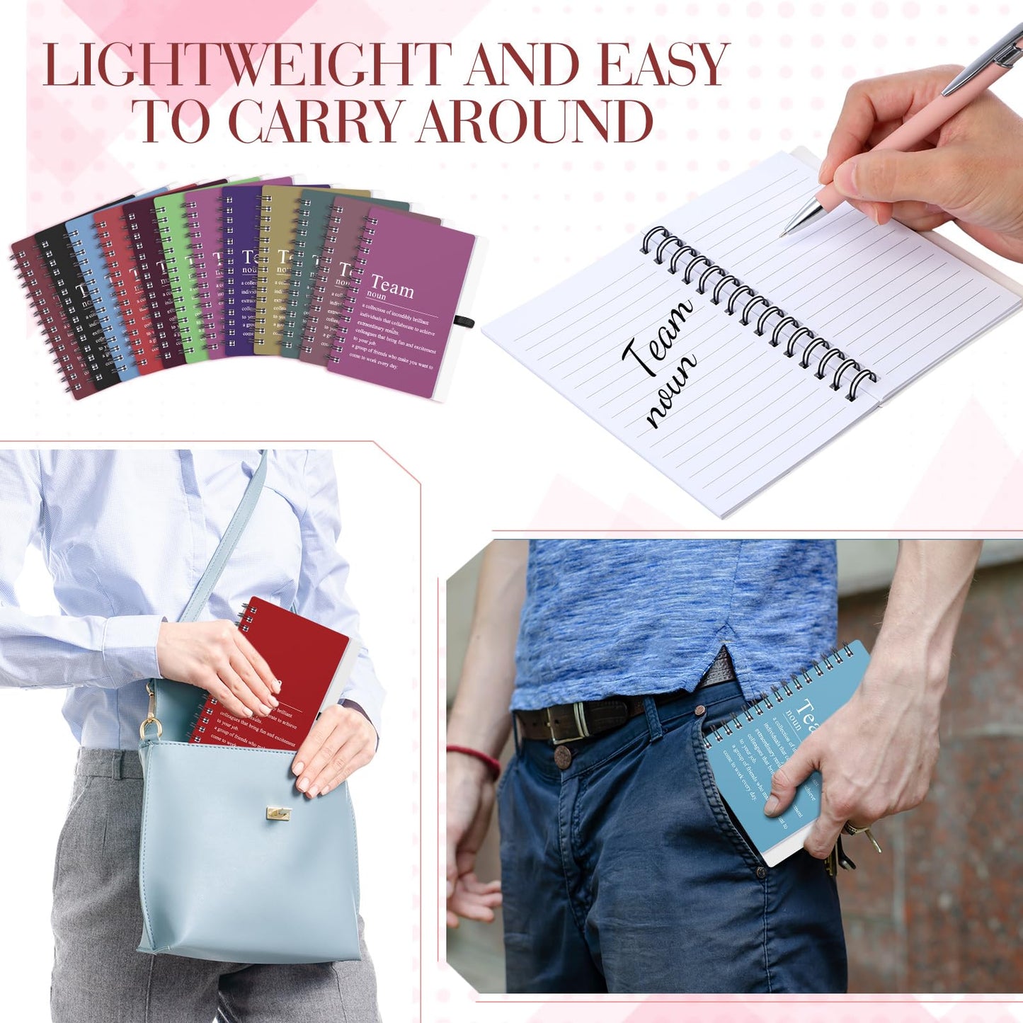 Fullhawl 24 Pcs Team Appreciation Gift Bulk for Employee A6 Spiral Notebook Motivational Journal Notepad Thank You Gift for Nurse Teacher Coworker Employee, 100 Page/50 Sheet(Bright Color)