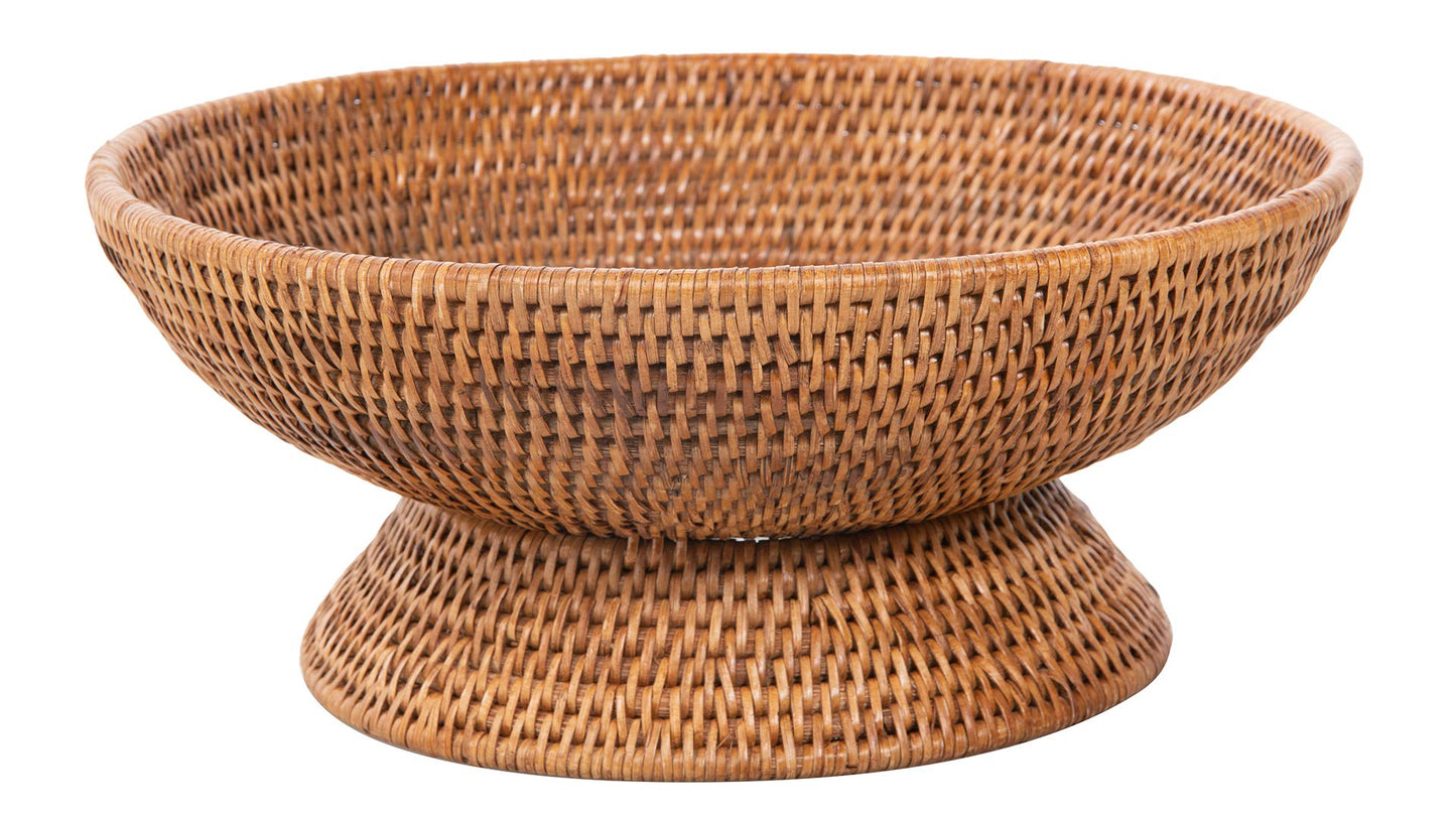 KOUBOO La Jolla Rattan Fruit Bowl, Woven Bowl for Kitchen Counter - Wicker Storage Basket | Decorative Serving Tray, Fruits, Home Décor, Honey-Brown, Large