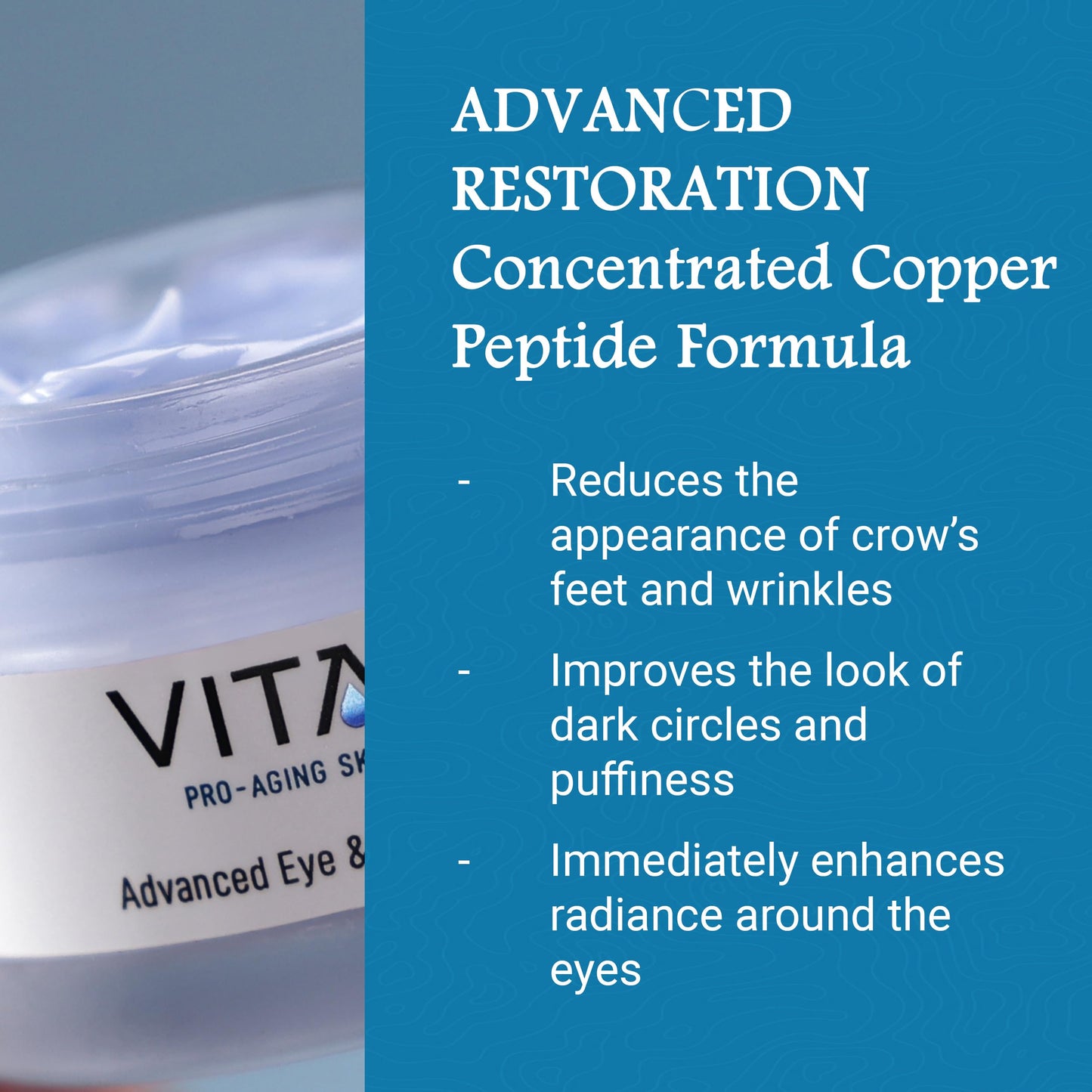 Vitali Advanced Eye & Lash Formula: Premium Age Reducing Copper Peptide Skincare for Longer Lashes and Fuller Eyebrows, Reduces Dark Circles and Puffy Eyes - 2 oz.
